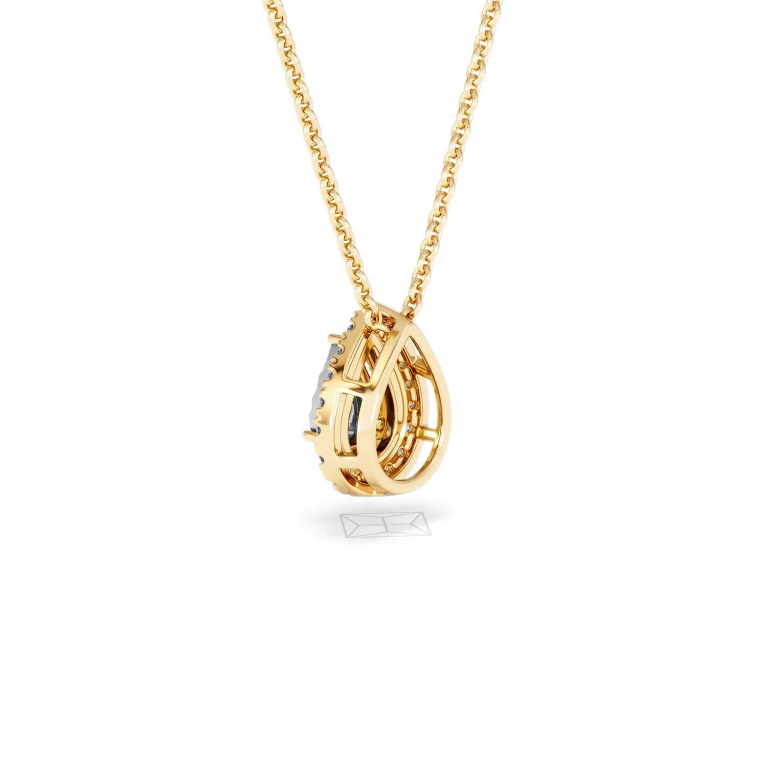 Masami Diamond Pear Halo Necklace 0.10ct Pave Set in 9K Yellow Gold - Image 61