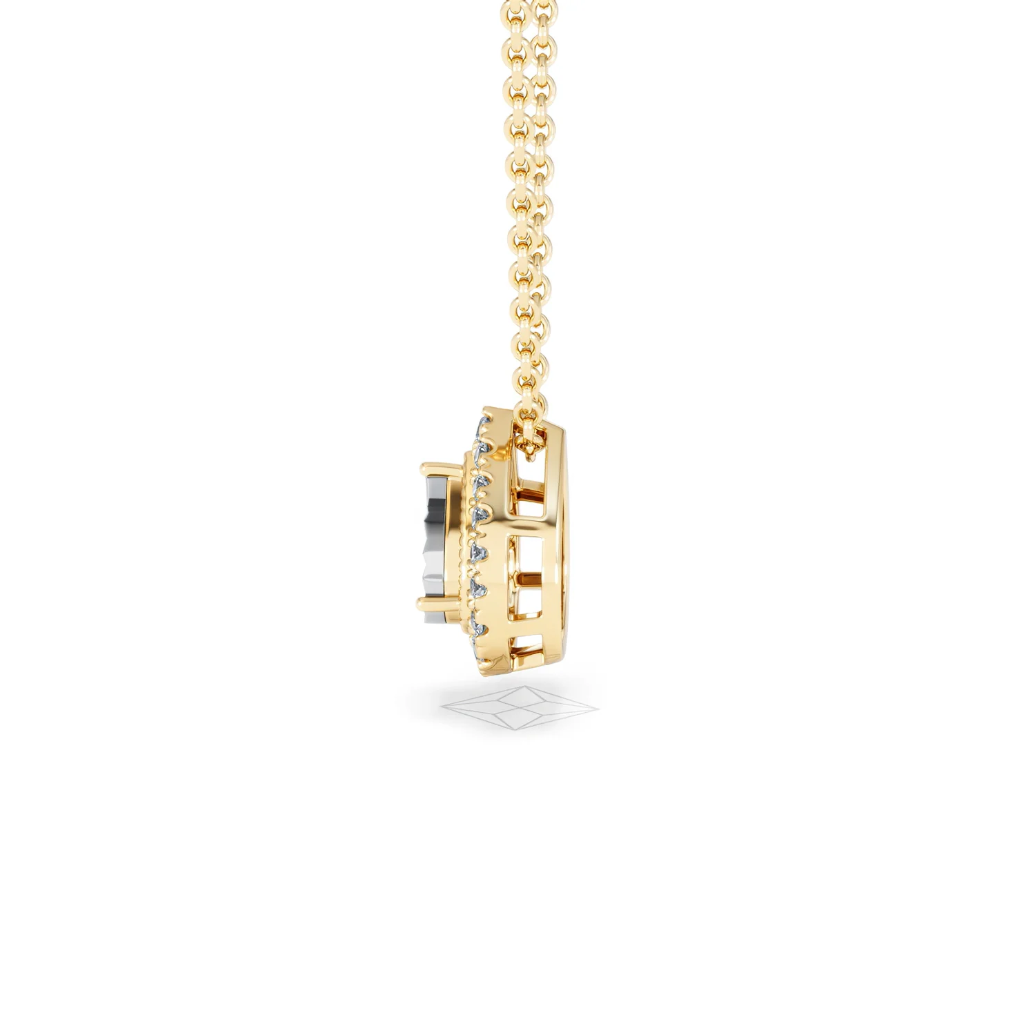 Masami Diamond Pear Halo Necklace 0.10ct Pave Set in 9K Yellow Gold - Image 69
