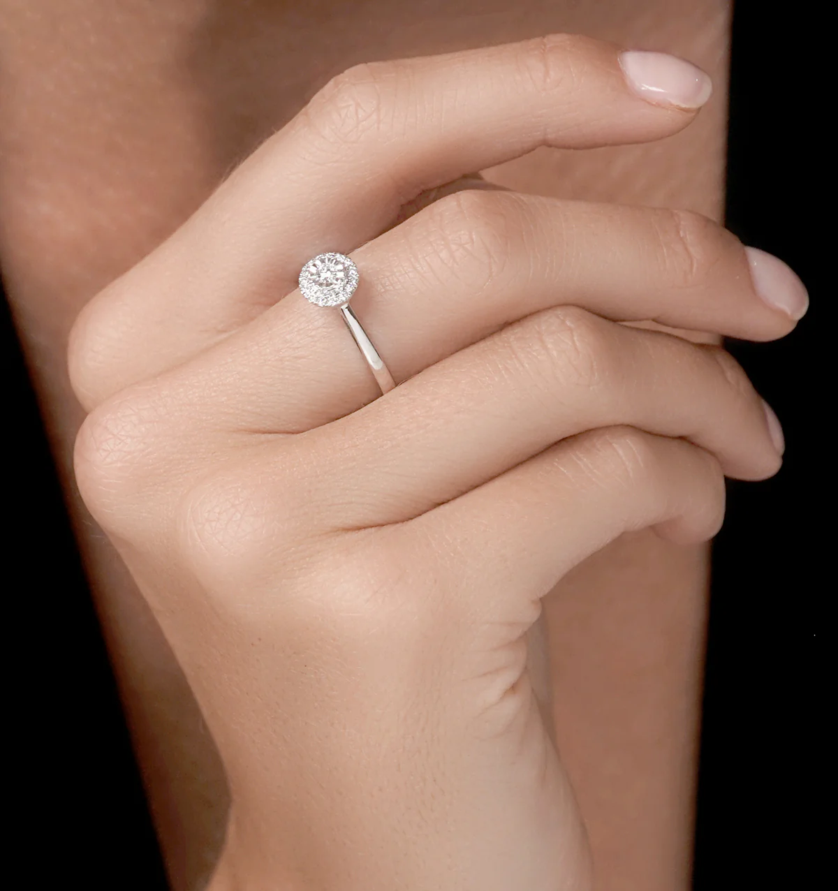Masami Lab Diamond Engagement Ring 0.20ct Pave Set Halo in 925 Sterling Silver - Image 2
