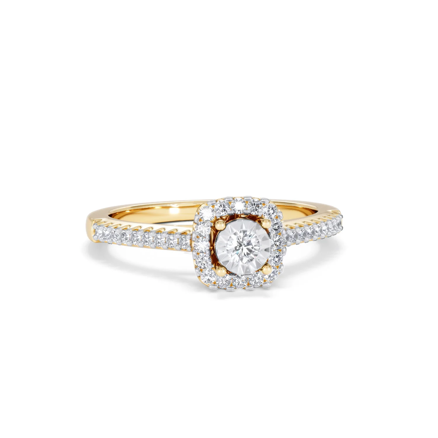 Masami Lab Diamond Halo Engagement Ring 0.25ct Pave Set in 18K Gold Vermeil - Image 12