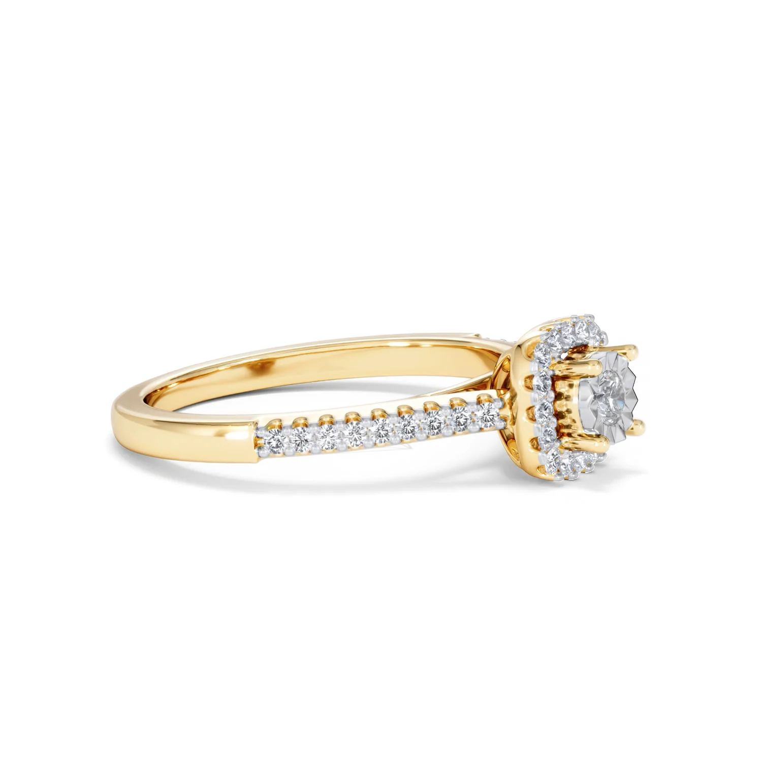 Masami Lab Diamond Halo Engagement Ring 0.25ct Pave Set in 18K Gold Vermeil - Image 23