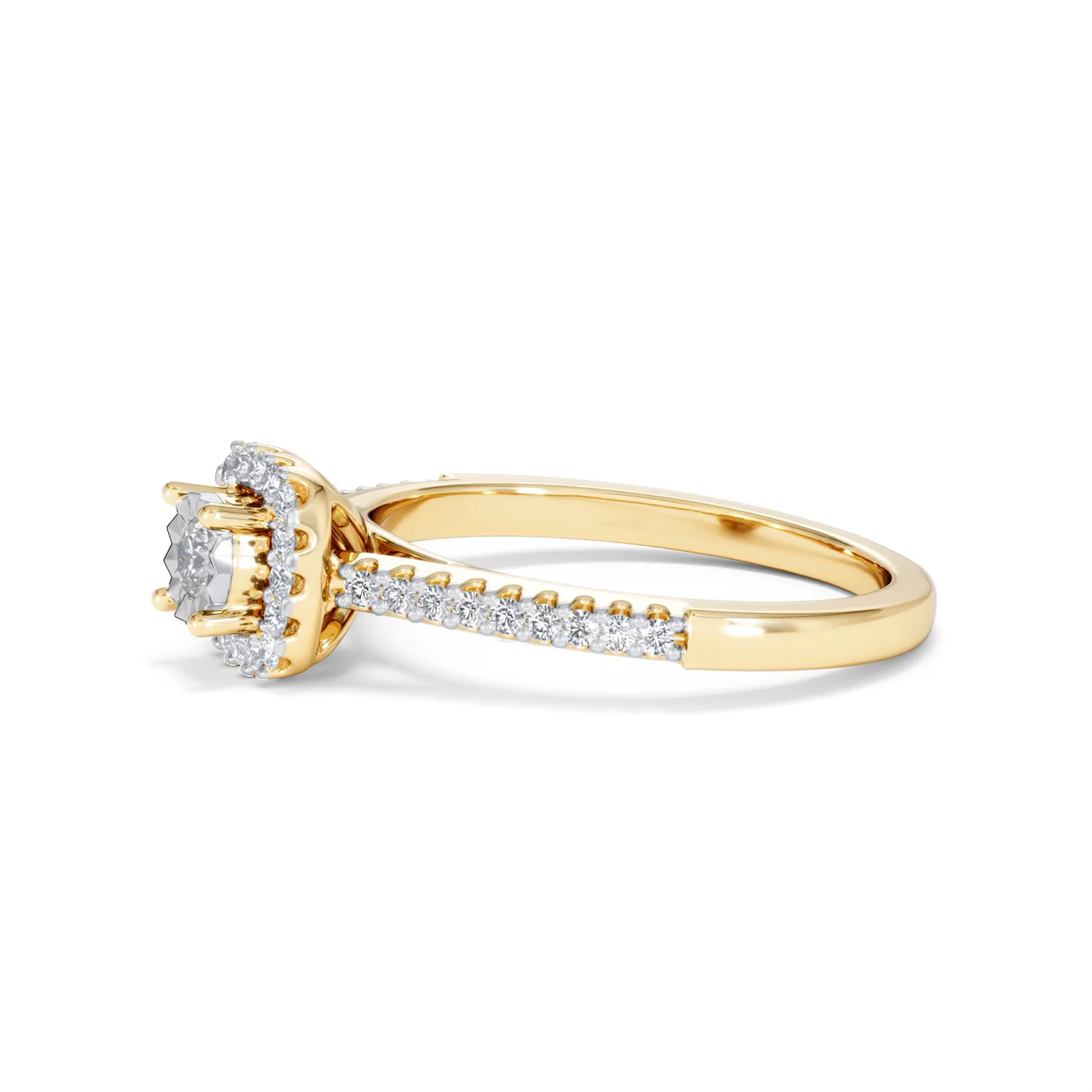 Masami Lab Diamond Halo Engagement Ring 0.25ct Pave Set in 18K Gold Vermeil - Image 75