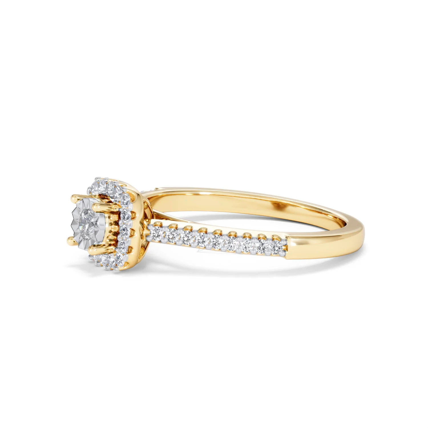 Masami Lab Diamond Halo Engagement Ring 0.25ct Pave Set in 18K Gold Vermeil - Image 77