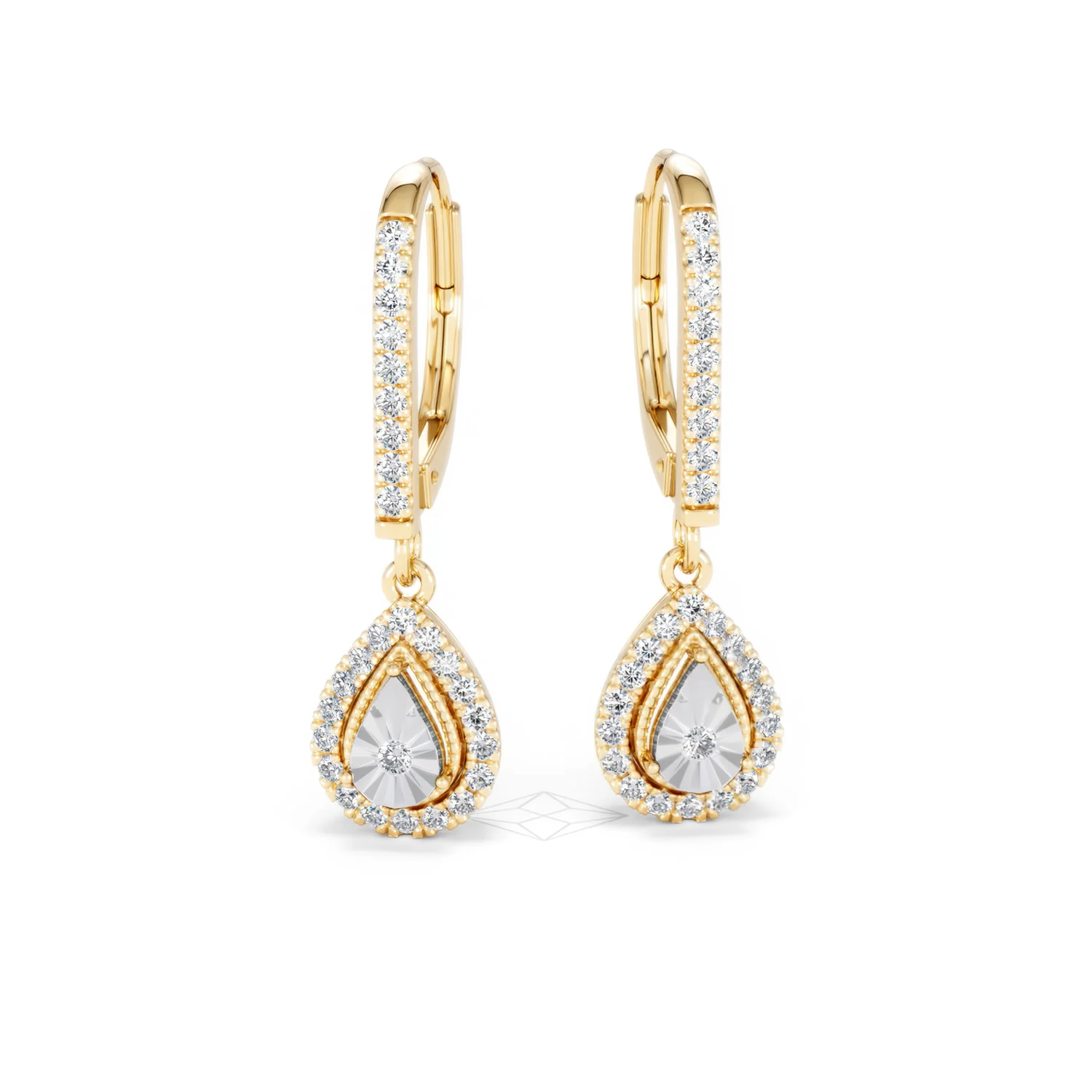 Masami Lab Diamond Pear Halo Earrings 0.20ct Pave Set in 18K Gold Vermeil - Image 11