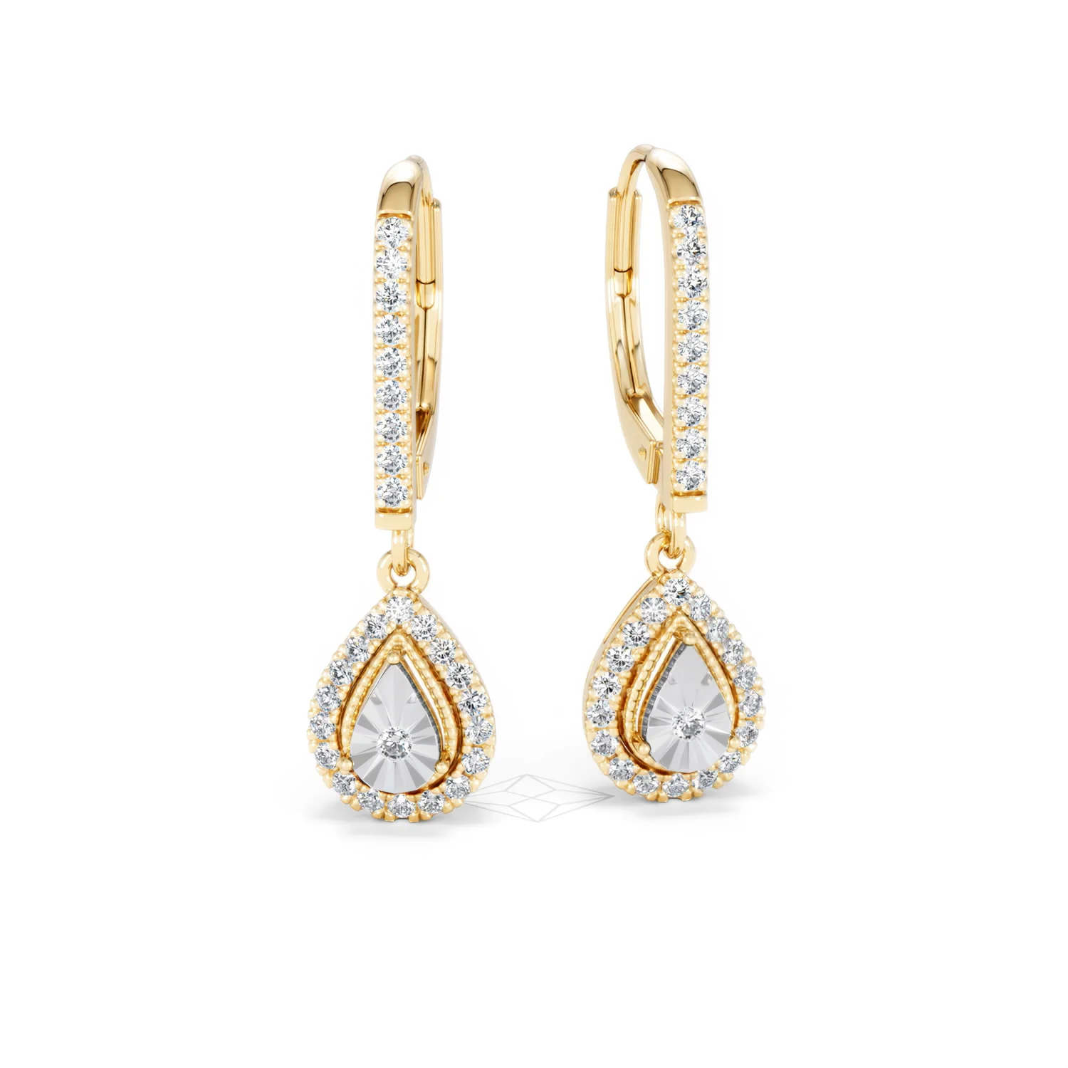 Masami Lab Diamond Pear Halo Earrings 0.20ct Pave Set in 18K Gold Vermeil - Image 12
