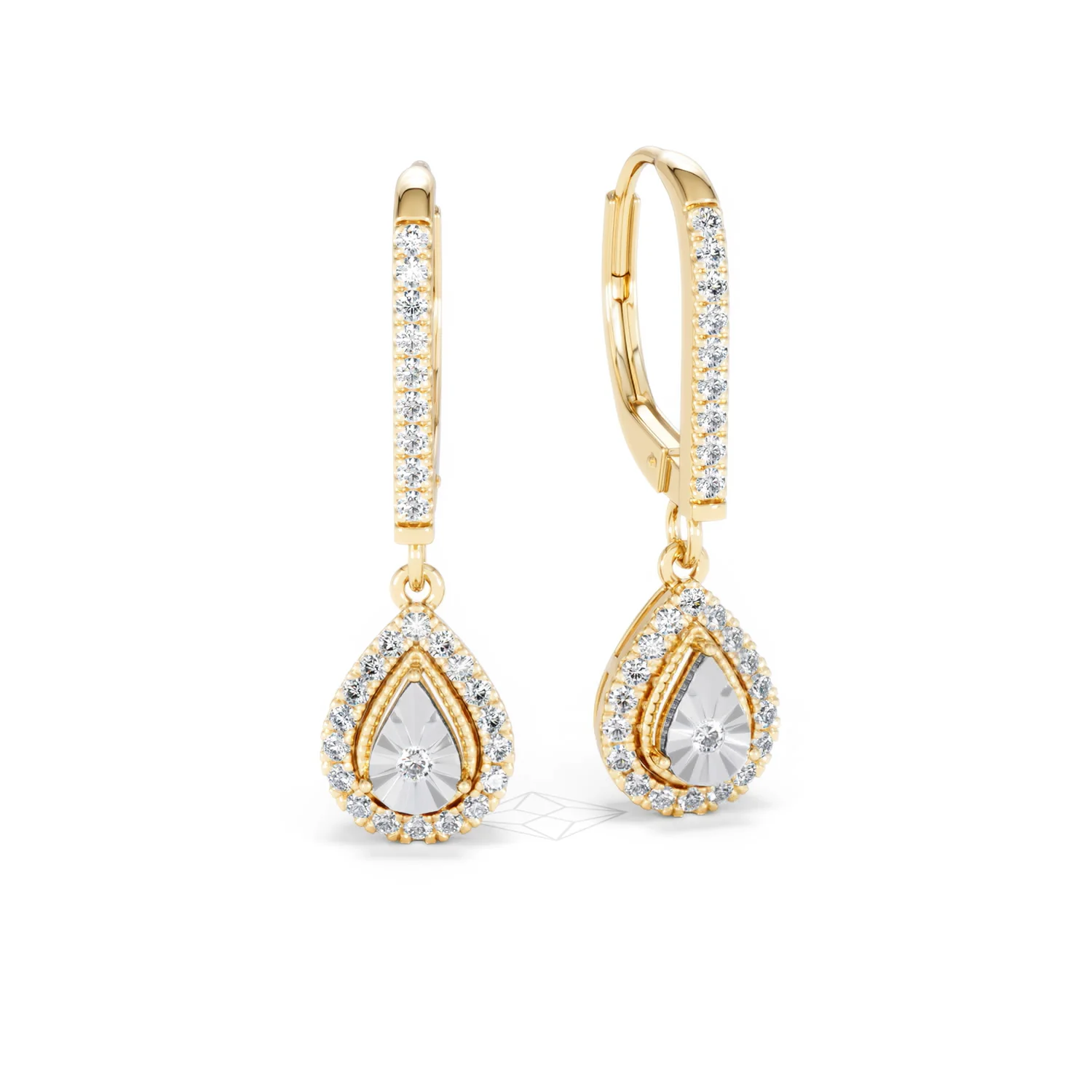Masami Lab Diamond Pear Halo Earrings 0.20ct Pave Set in 18K Gold Vermeil - Image 13