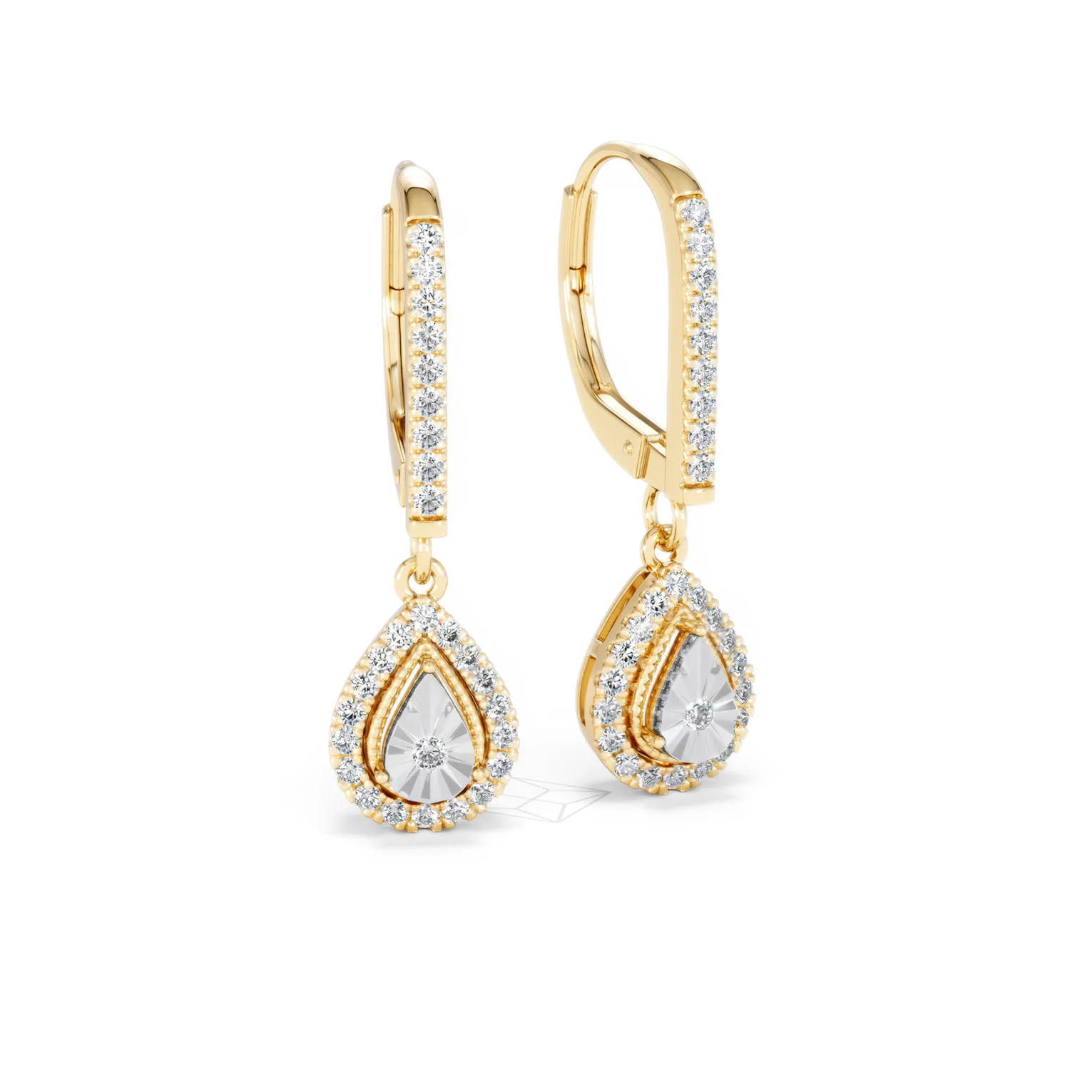 Masami Lab Diamond Pear Halo Earrings 0.20ct Pave Set in 18K Gold Vermeil - Image 15