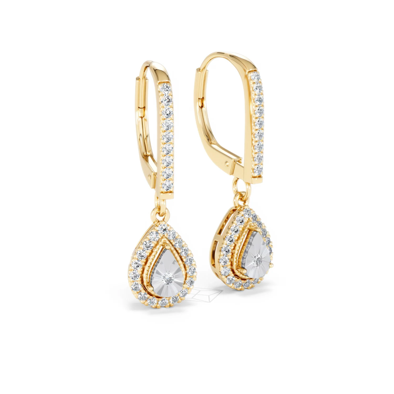 Masami Lab Diamond Pear Halo Earrings 0.20ct Pave Set in 18K Gold Vermeil - Image 17