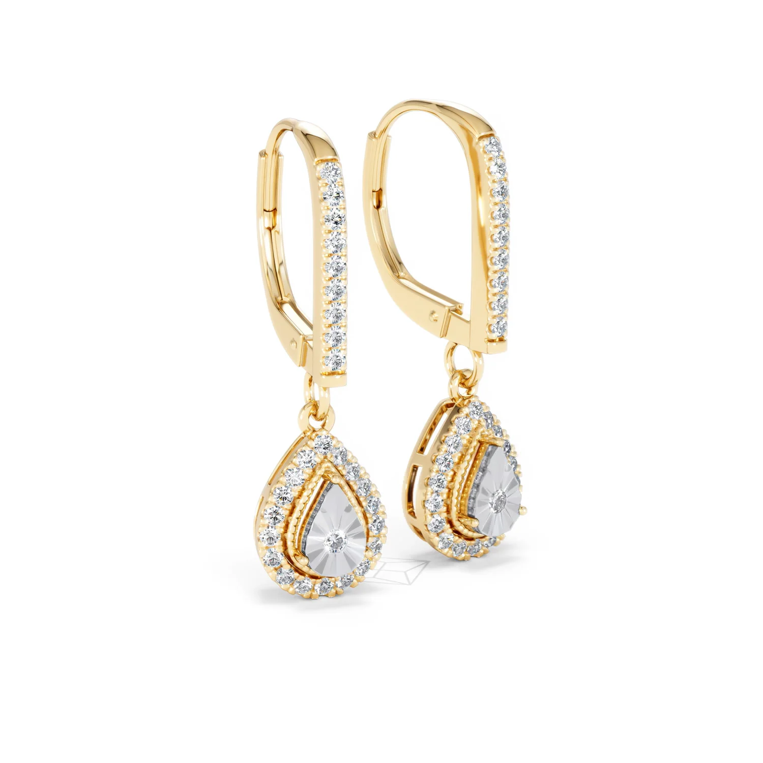 Masami Lab Diamond Pear Halo Earrings 0.20ct Pave Set in 18K Gold Vermeil - Image 18