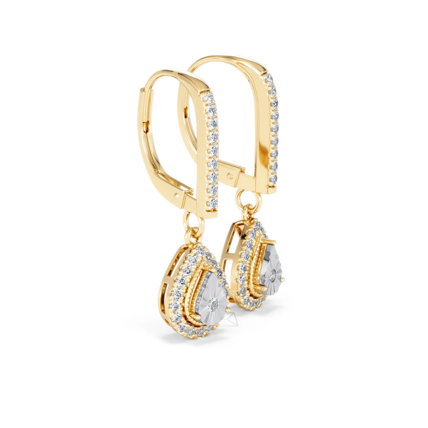 Masami Lab Diamond Pear Halo Earrings 0.20ct Pave Set in 18K Gold Vermeil - Image 22