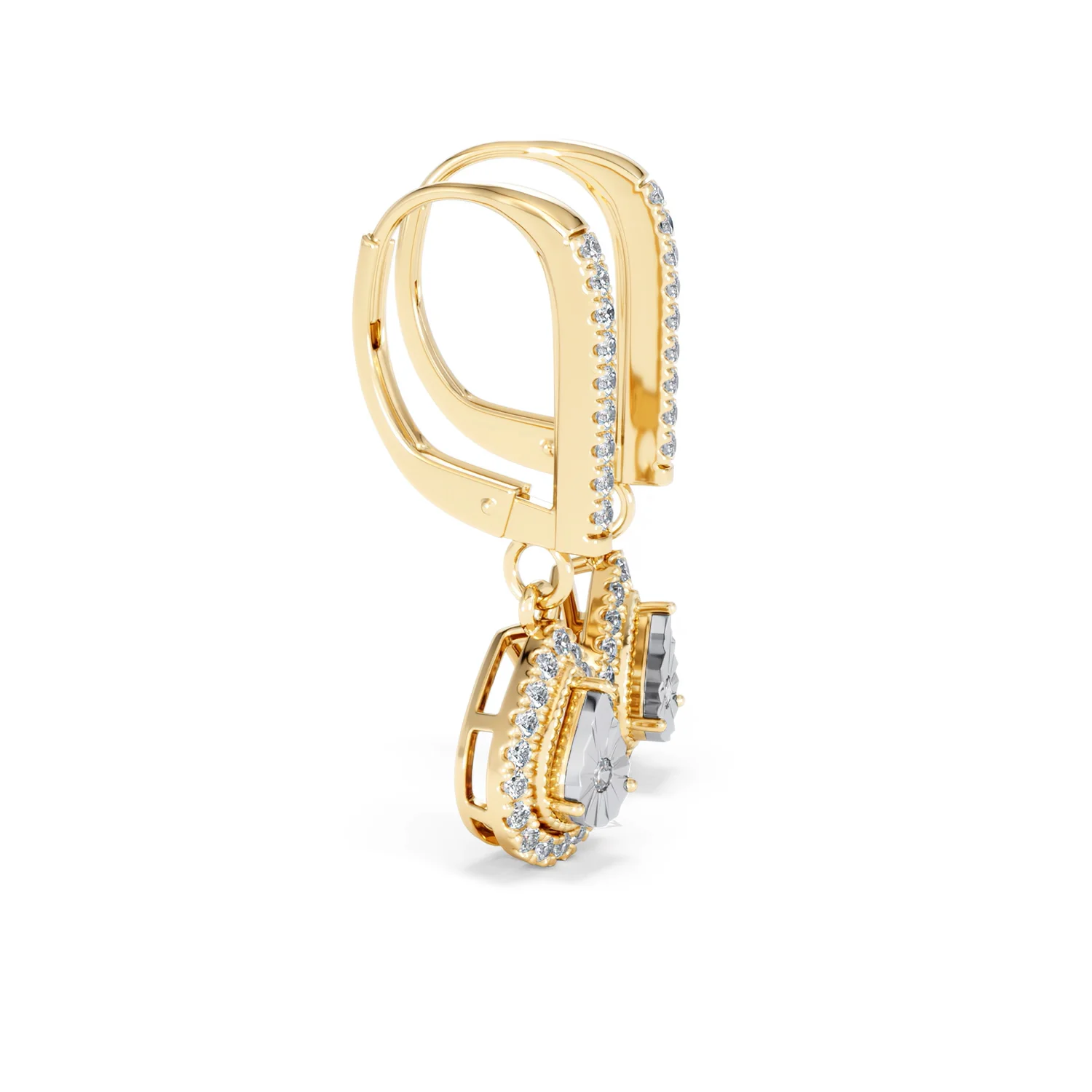 Masami Lab Diamond Pear Halo Earrings 0.20ct Pave Set in 18K Gold Vermeil - Image 26