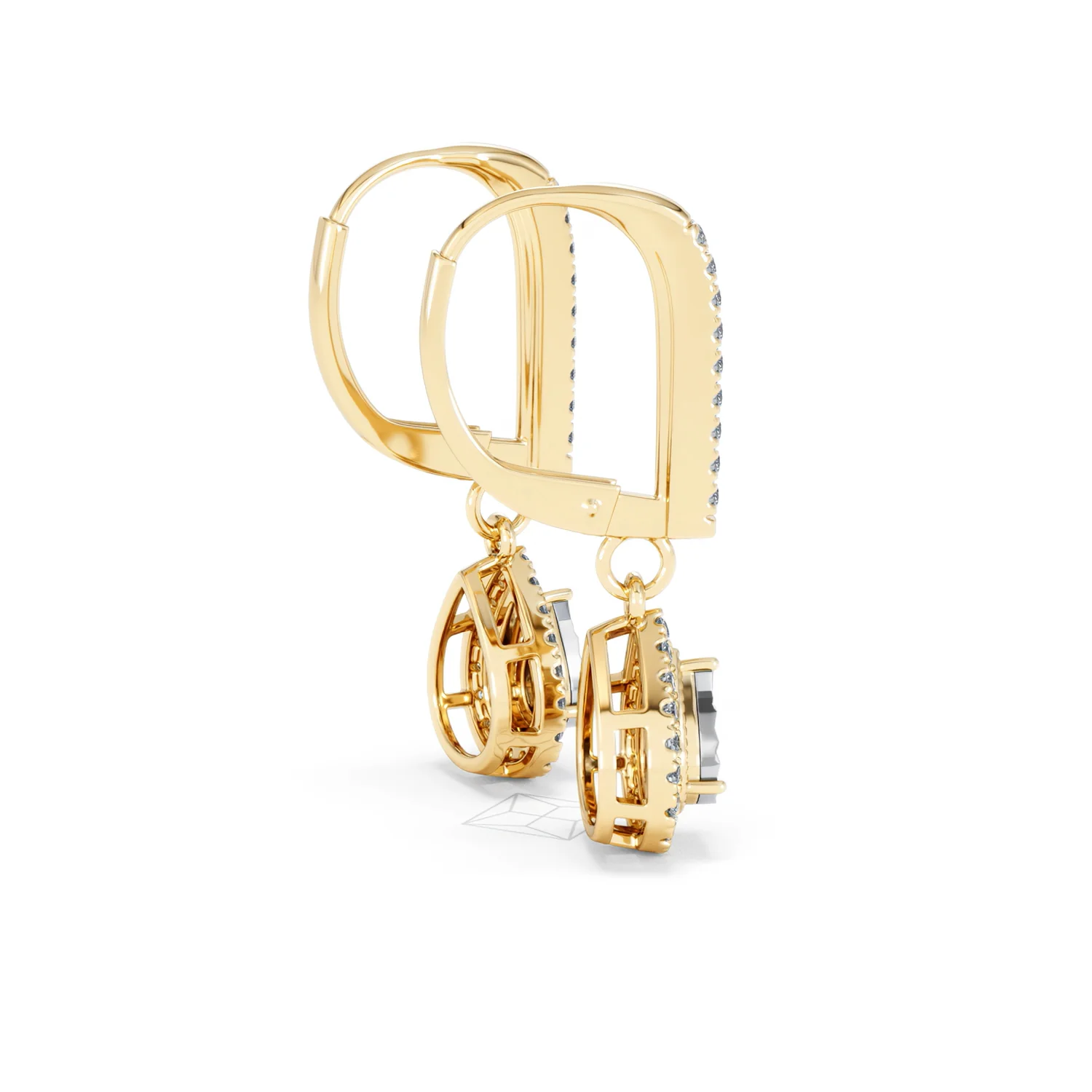 Masami Lab Diamond Pear Halo Earrings 0.20ct Pave Set in 18K Gold Vermeil - Image 35
