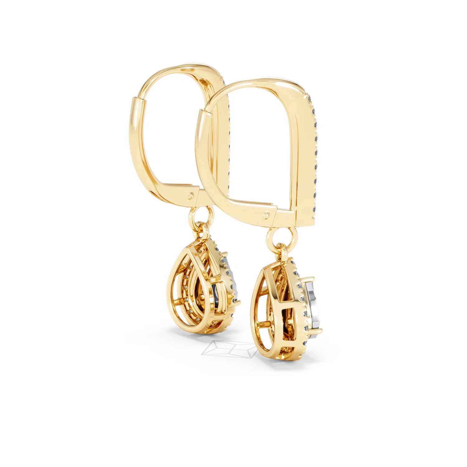 Masami Lab Diamond Pear Halo Earrings 0.20ct Pave Set in 18K Gold Vermeil - Image 38