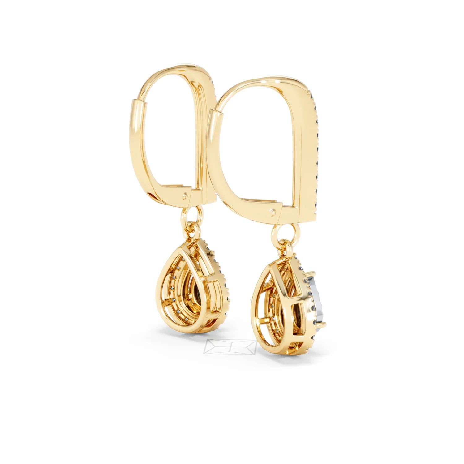 Masami Lab Diamond Pear Halo Earrings 0.20ct Pave Set in 18K Gold Vermeil - Image 40