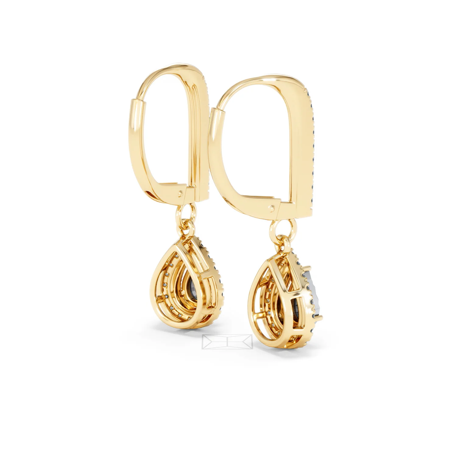 Masami Lab Diamond Pear Halo Earrings 0.20ct Pave Set in 18K Gold Vermeil - Image 41