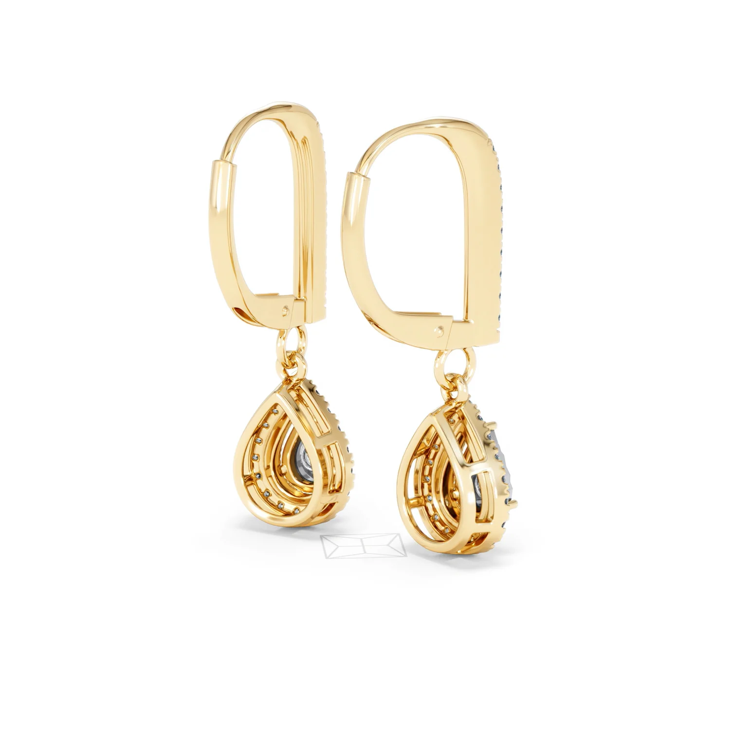 Masami Lab Diamond Pear Halo Earrings 0.20ct Pave Set in 18K Gold Vermeil - Image 42
