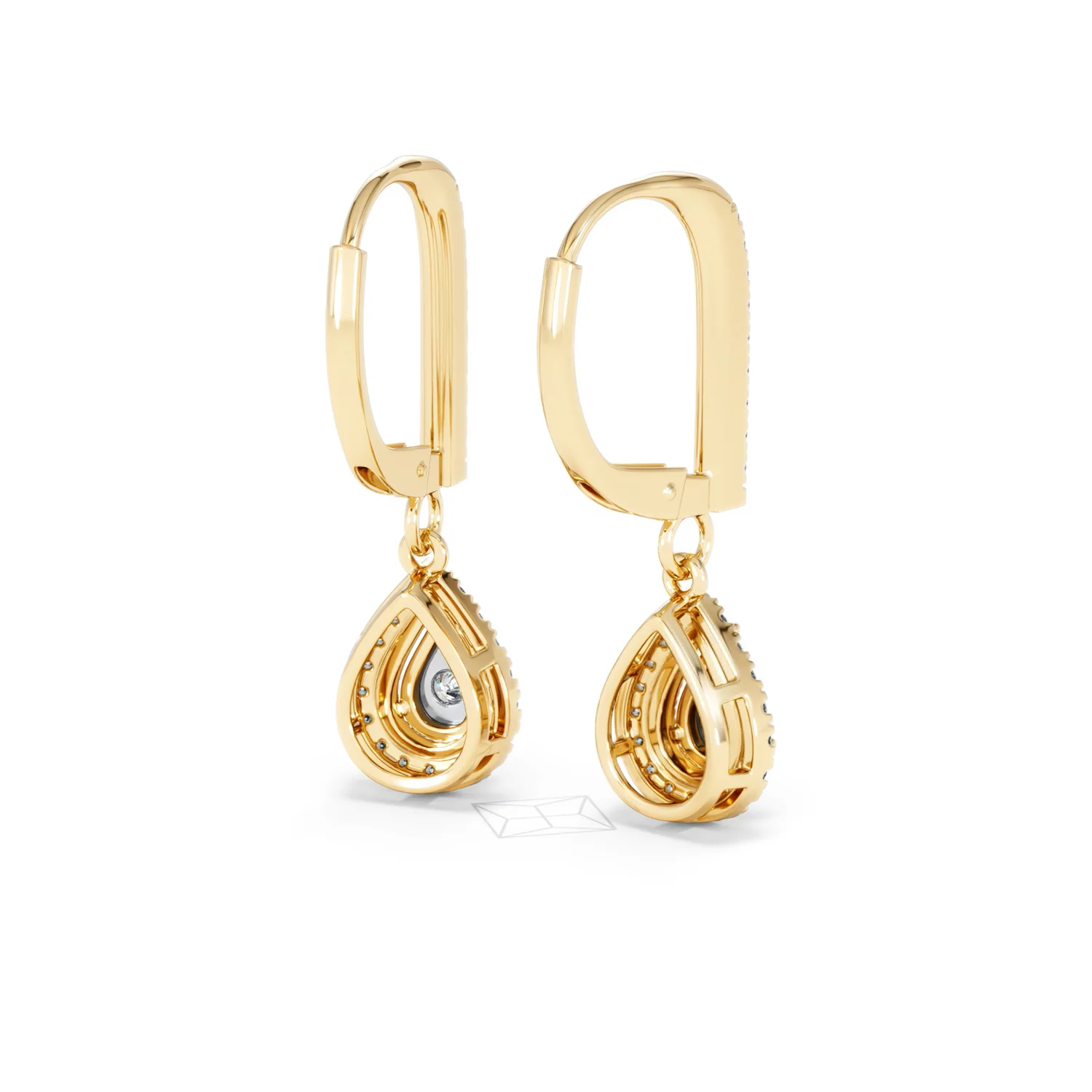 Masami Lab Diamond Pear Halo Earrings 0.20ct Pave Set in 18K Gold Vermeil - Image 44