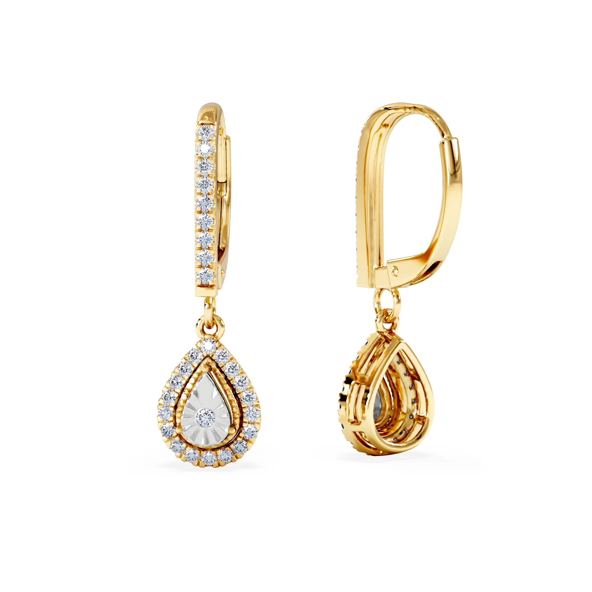 Masami Lab Diamond Pear Halo Earrings 0.20ct Pave Set in 18K Gold Vermeil - Image 5