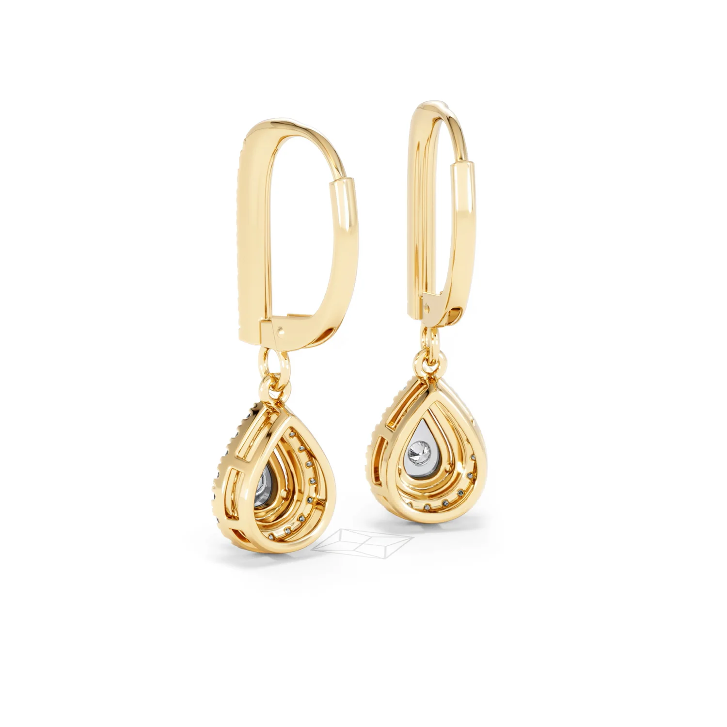 Masami Lab Diamond Pear Halo Earrings 0.20ct Pave Set in 18K Gold Vermeil - Image 56