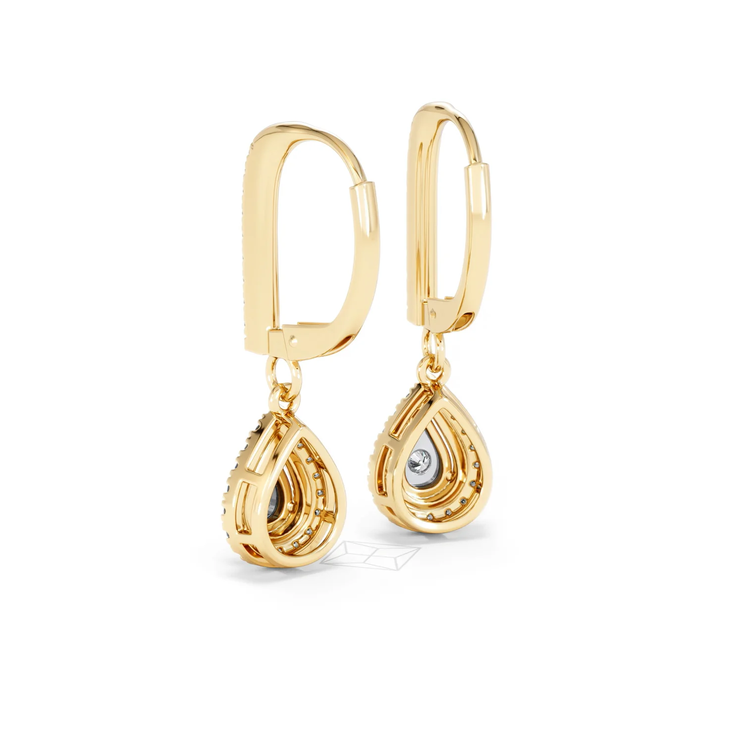 Masami Lab Diamond Pear Halo Earrings 0.20ct Pave Set in 18K Gold Vermeil - Image 57