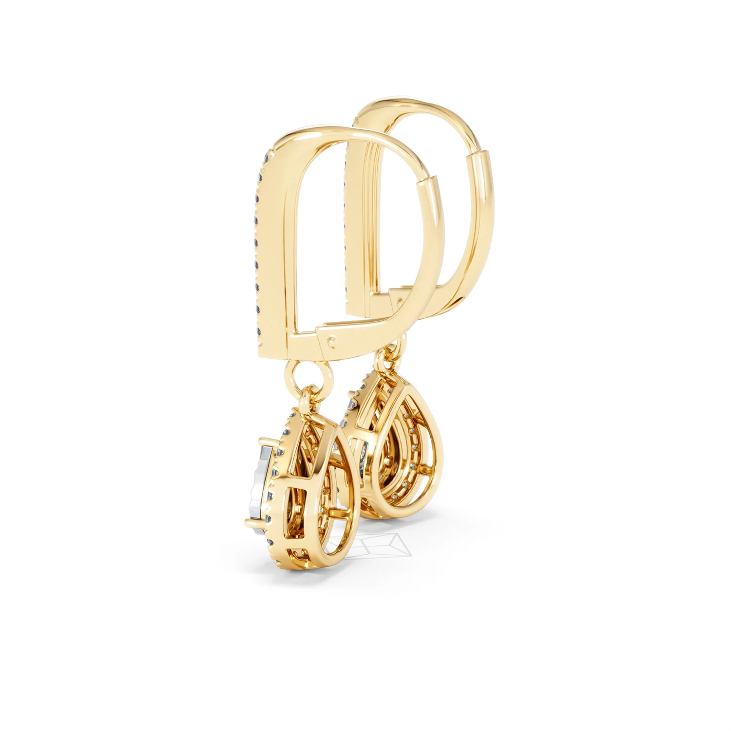 Masami Lab Diamond Pear Halo Earrings 0.20ct Pave Set in 18K Gold Vermeil - Image 63