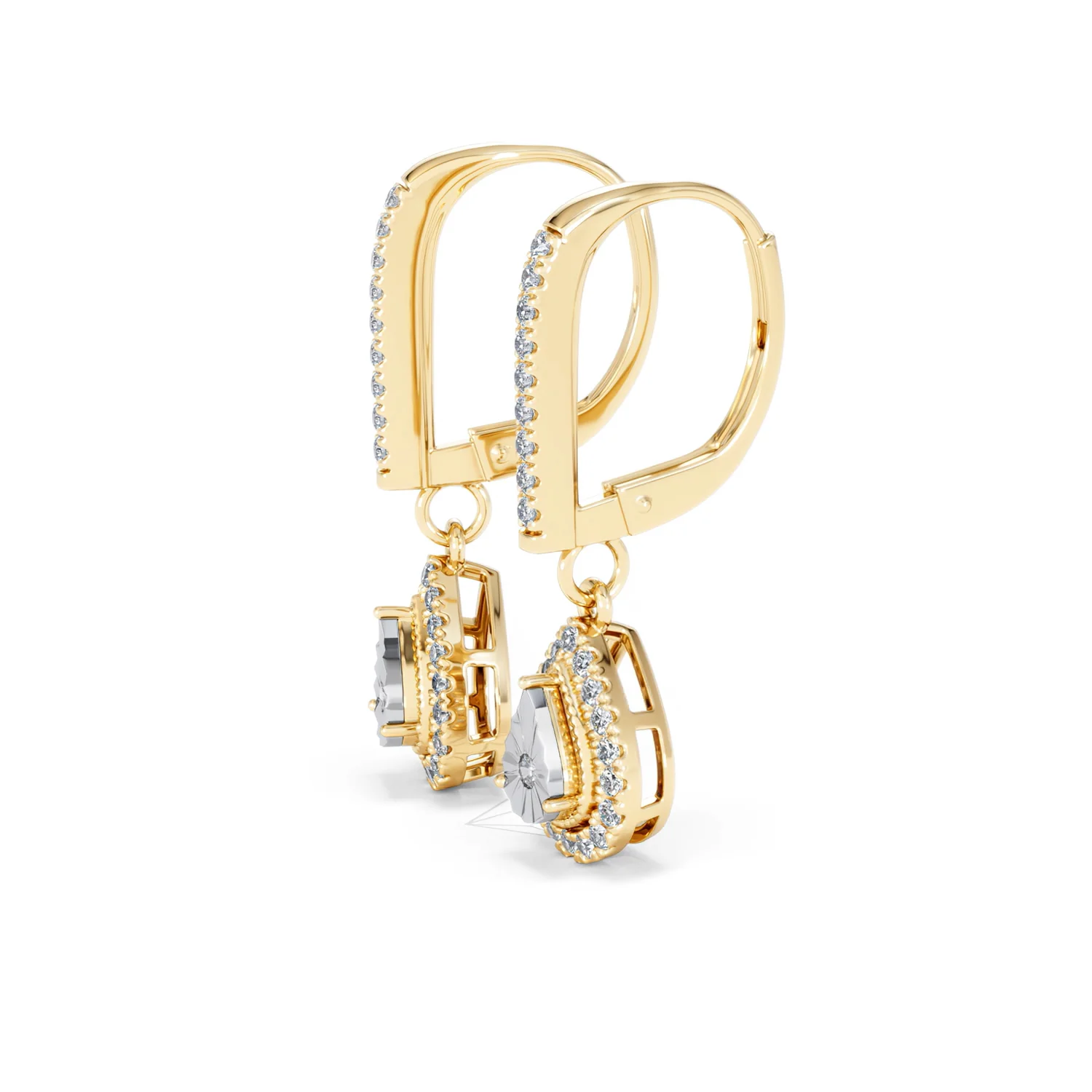 Masami Lab Diamond Pear Halo Earrings 0.20ct Pave Set in 18K Gold Vermeil - Image 75