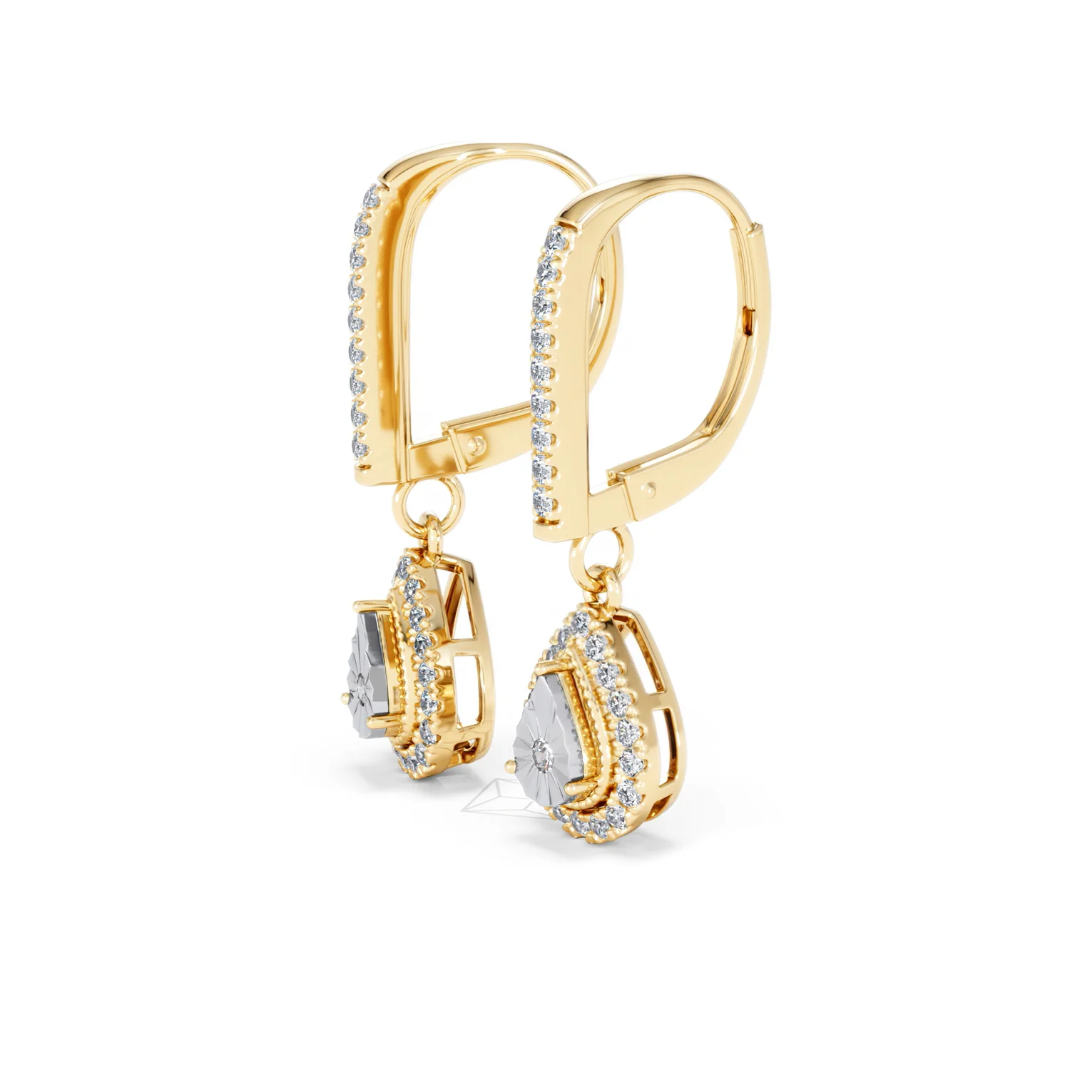 Masami Lab Diamond Pear Halo Earrings 0.20ct Pave Set in 18K Gold Vermeil - Image 77