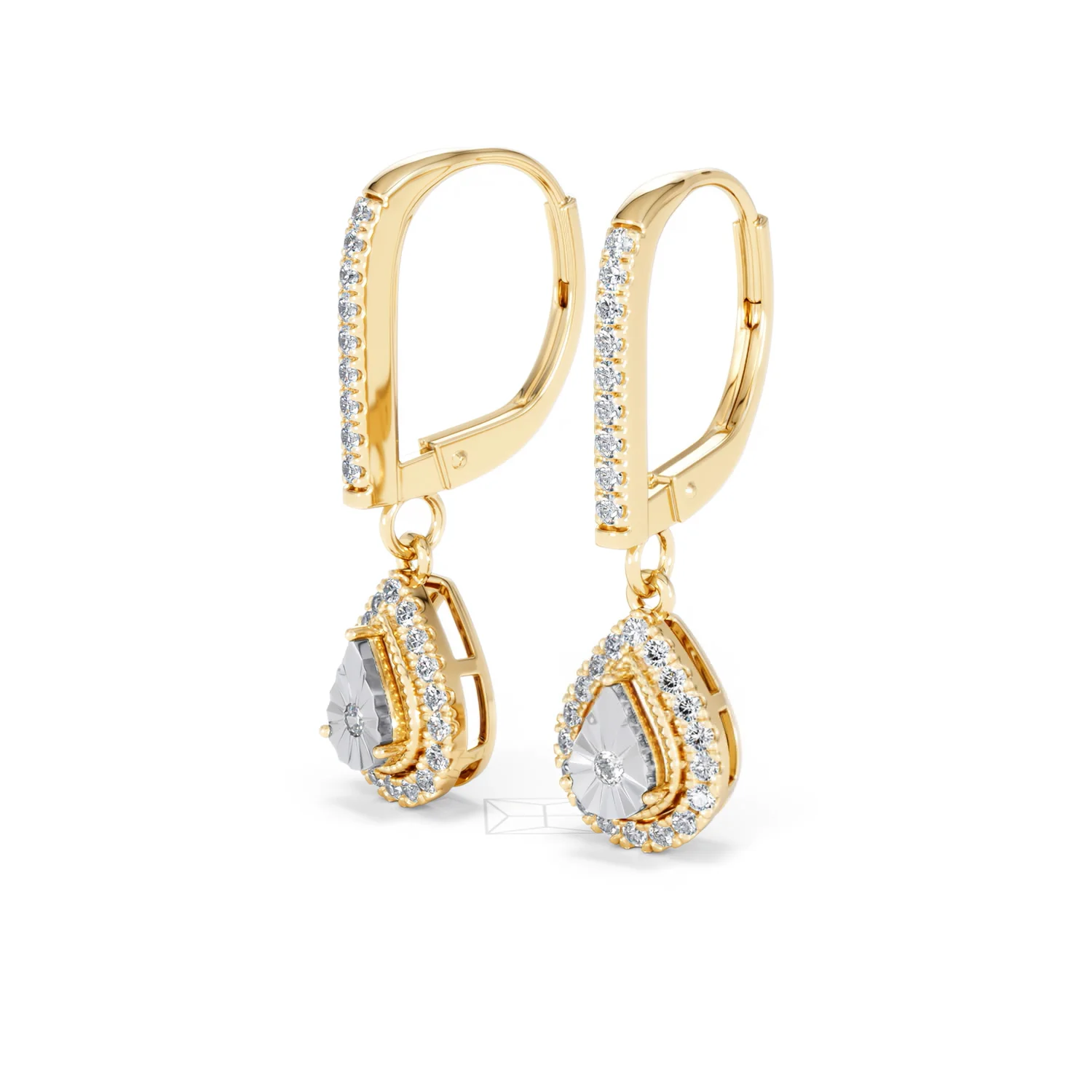 Masami Lab Diamond Pear Halo Earrings 0.20ct Pave Set in 18K Gold Vermeil - Image 81