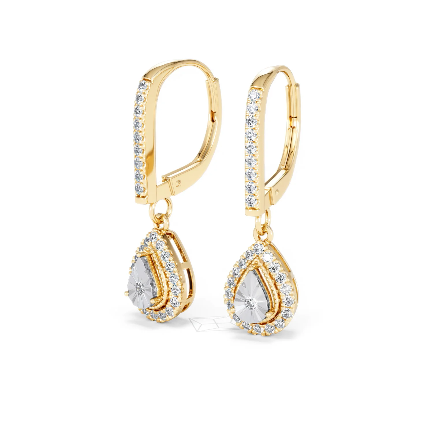Masami Lab Diamond Pear Halo Earrings 0.20ct Pave Set in 18K Gold Vermeil - Image 83
