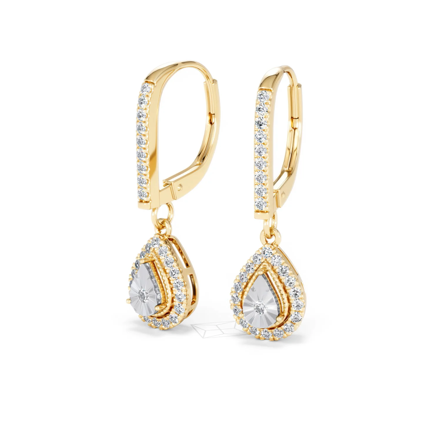 Masami Lab Diamond Pear Halo Earrings 0.20ct Pave Set in 18K Gold Vermeil - Image 84