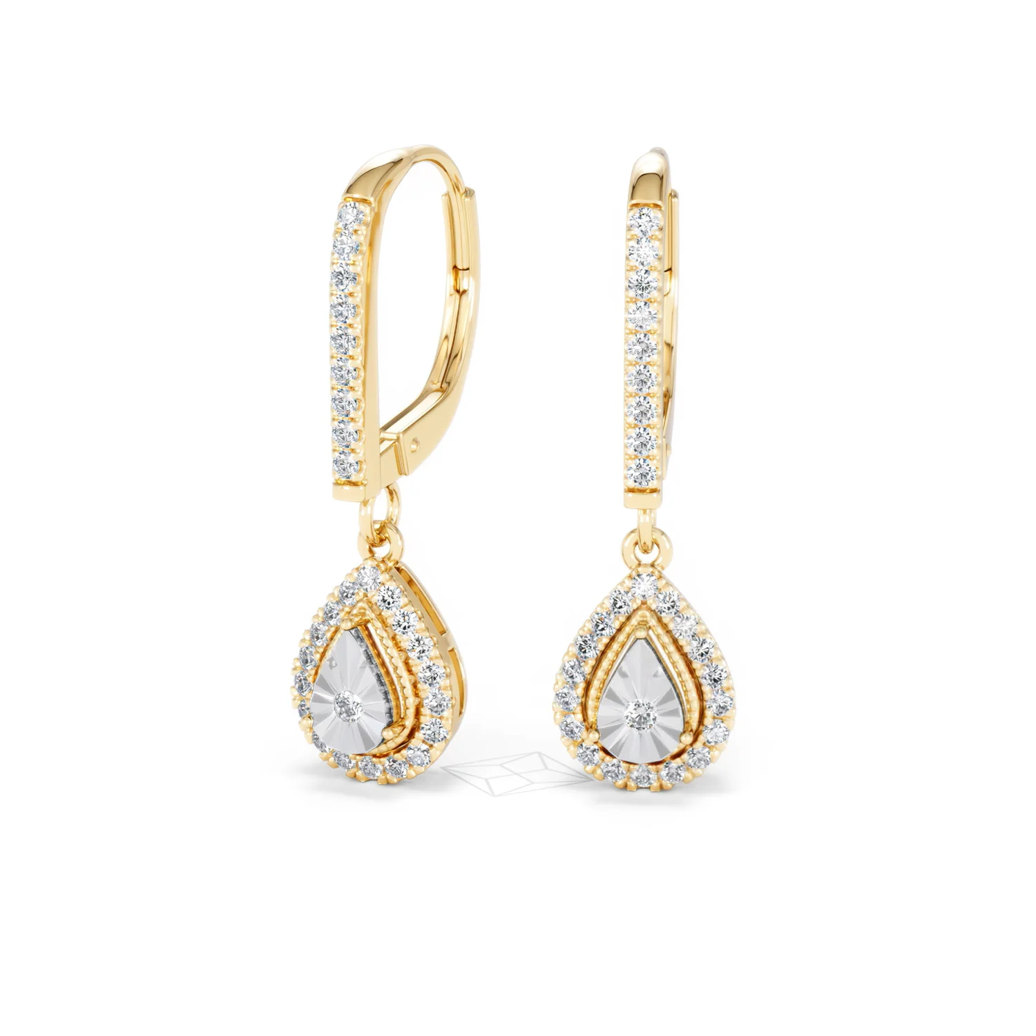 Masami Lab Diamond Pear Halo Earrings 0.20ct Pave Set in 18K Gold Vermeil - Image 87