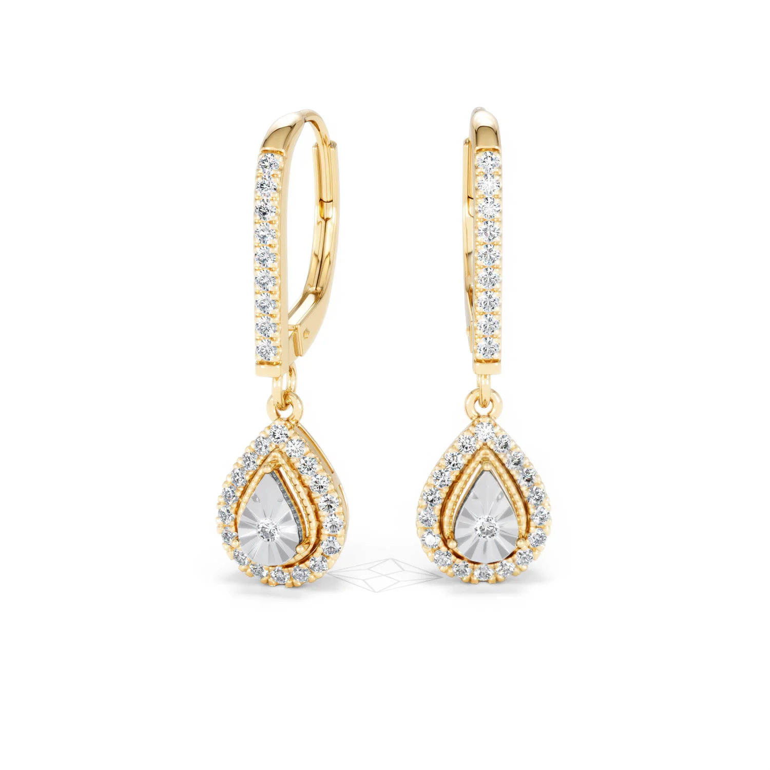 Masami Lab Diamond Pear Halo Earrings 0.20ct Pave Set in 18K Gold Vermeil - Image 89