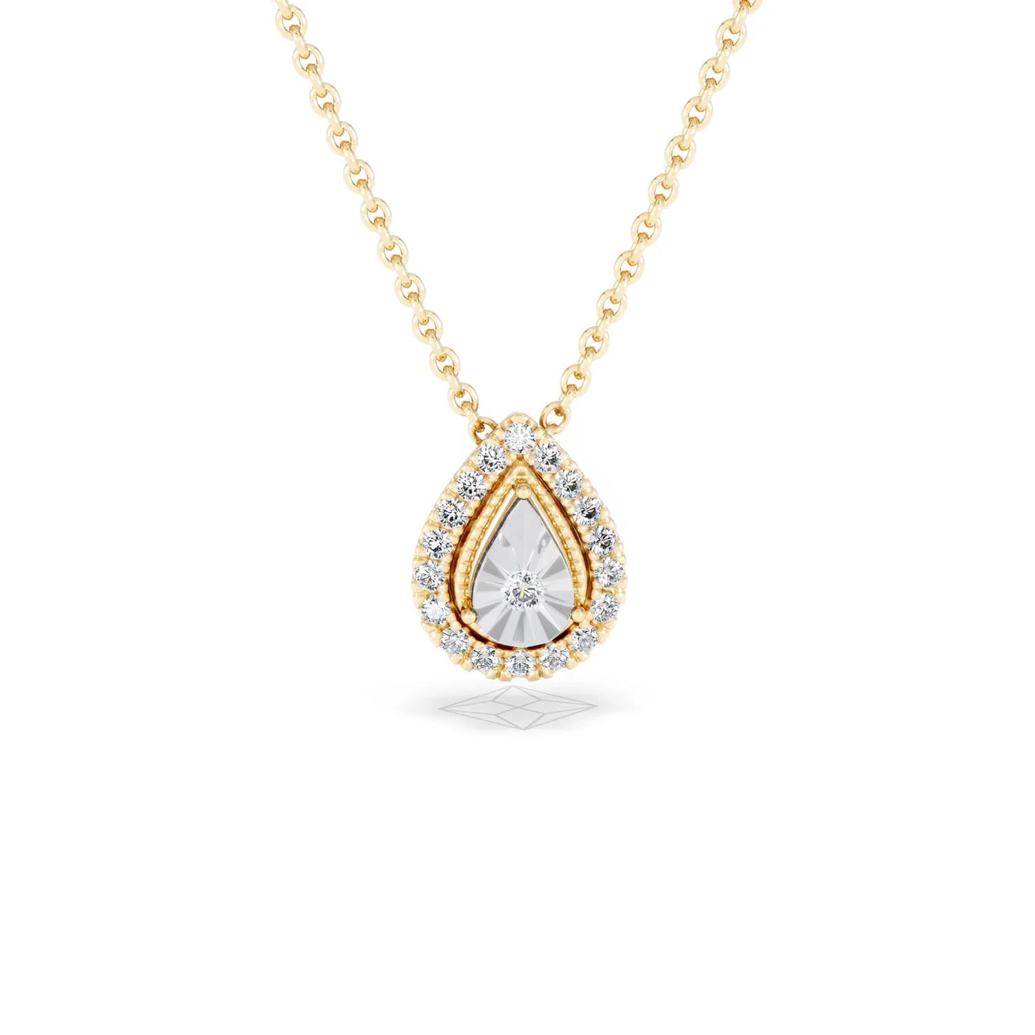 Masami Lab Diamond Pear Halo Necklace 0.10ct Pave Set in 18K Gold Vermeil - Image 10