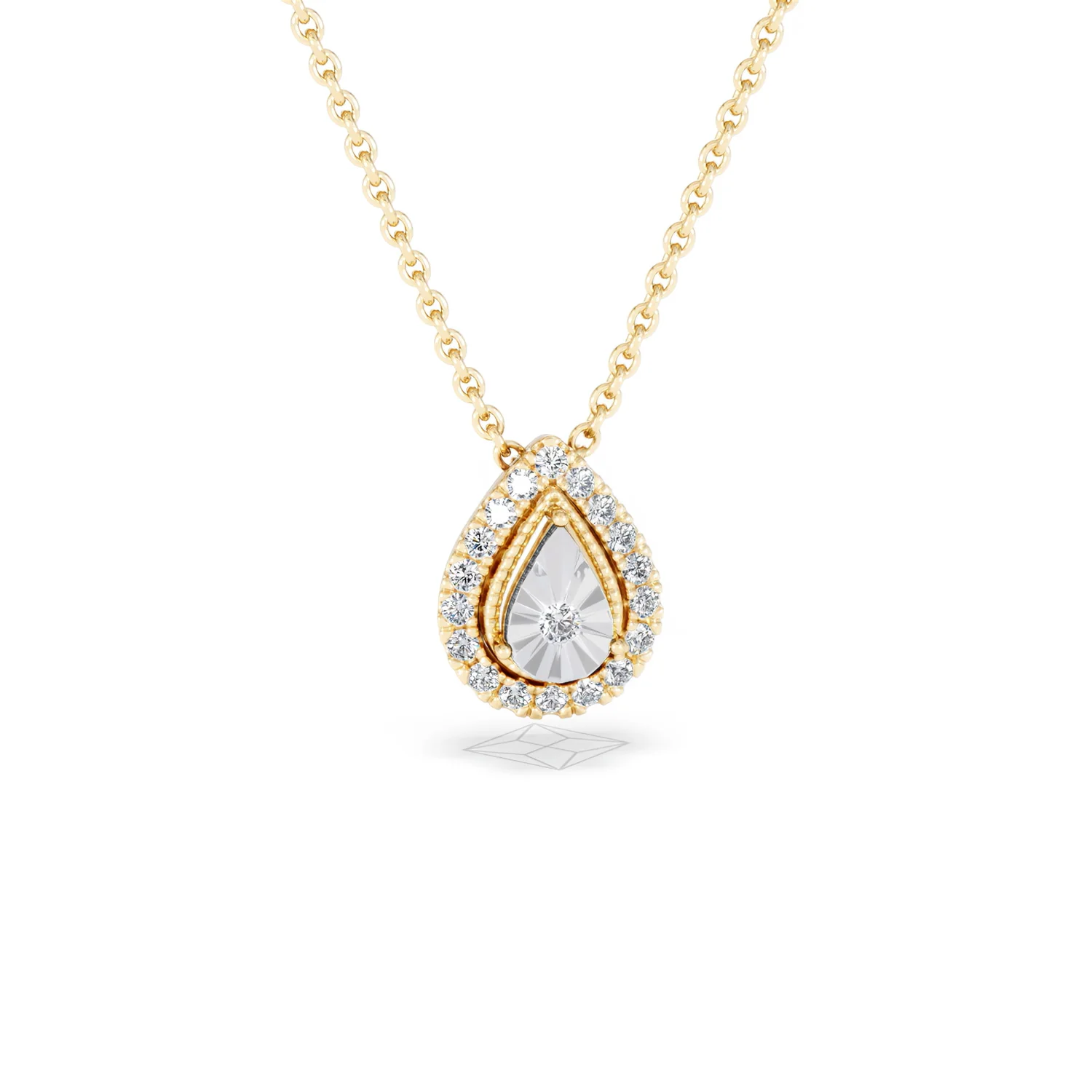 Masami Lab Diamond Pear Halo Necklace 0.10ct Pave Set in 18K Gold Vermeil - Image 11