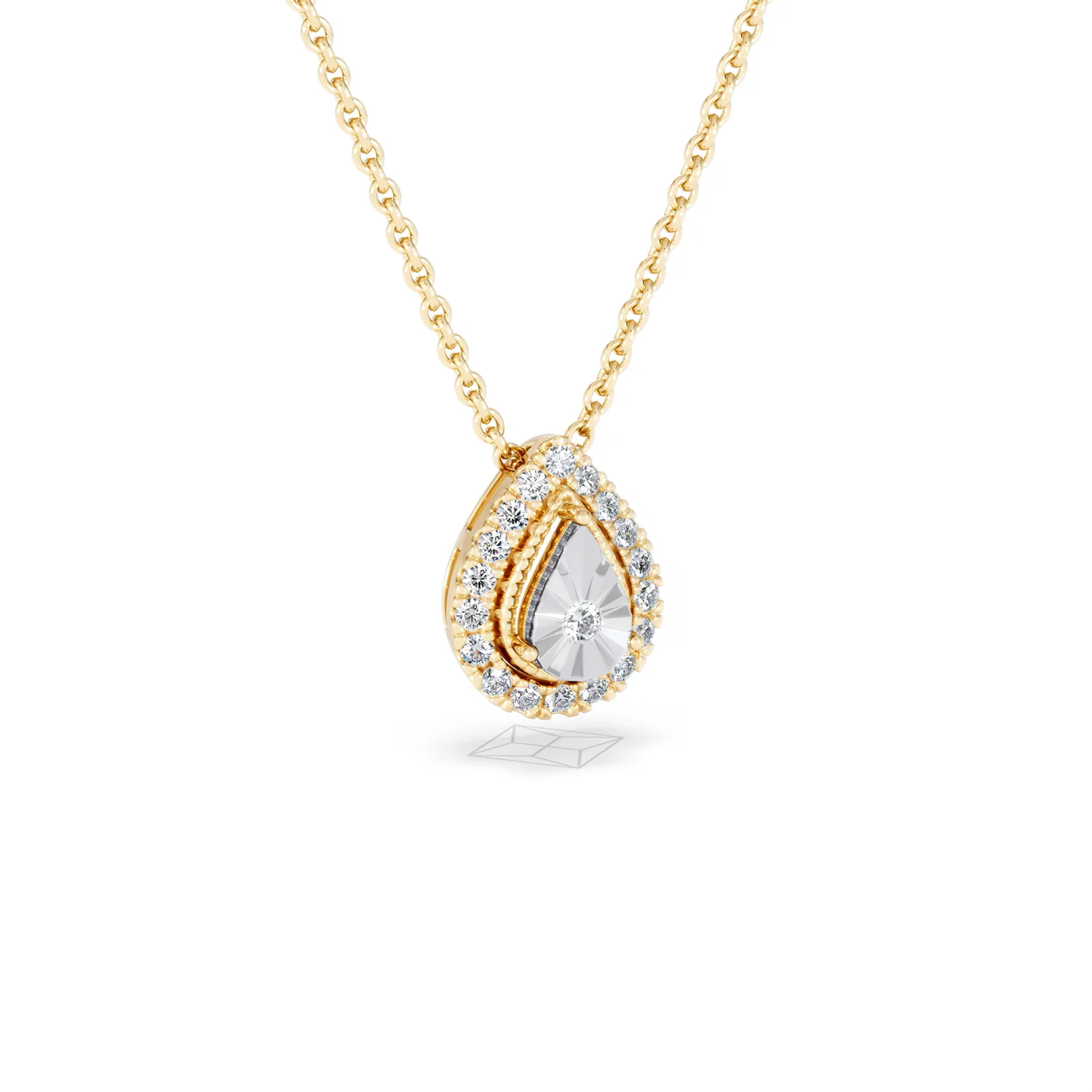 Masami Lab Diamond Pear Halo Necklace 0.10ct Pave Set in 18K Gold Vermeil - Image 14