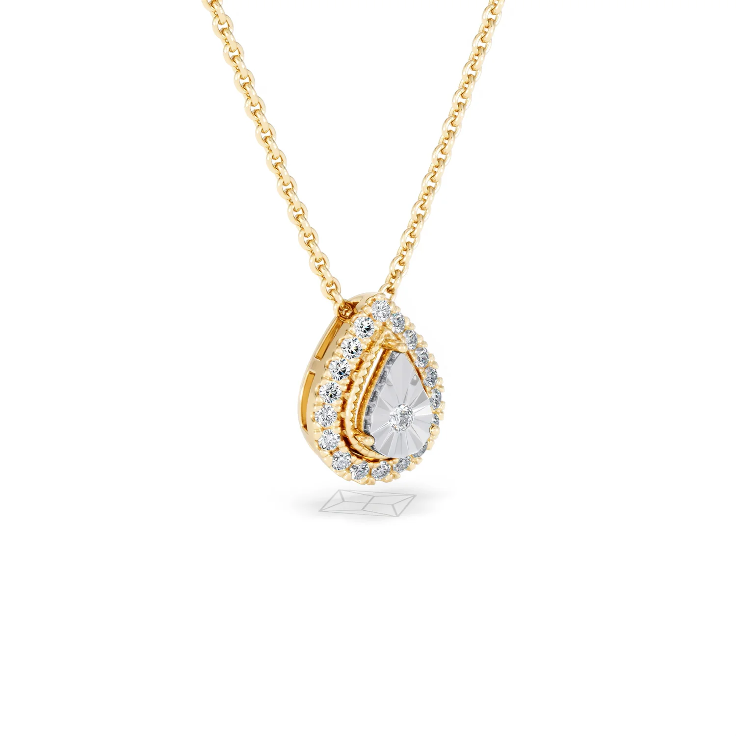 Masami Lab Diamond Pear Halo Necklace 0.10ct Pave Set in 18K Gold Vermeil - Image 16