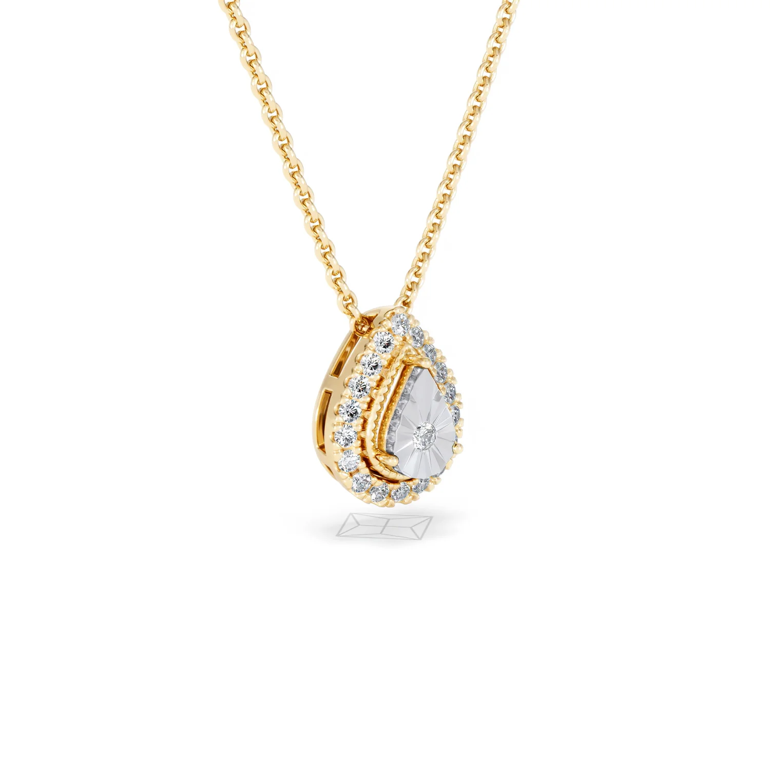 Masami Lab Diamond Pear Halo Necklace 0.10ct Pave Set in 18K Gold Vermeil - Image 17