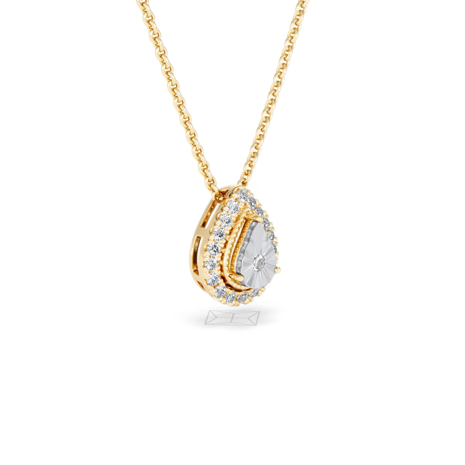 Masami Lab Diamond Pear Halo Necklace 0.10ct Pave Set in 18K Gold Vermeil - Image 18