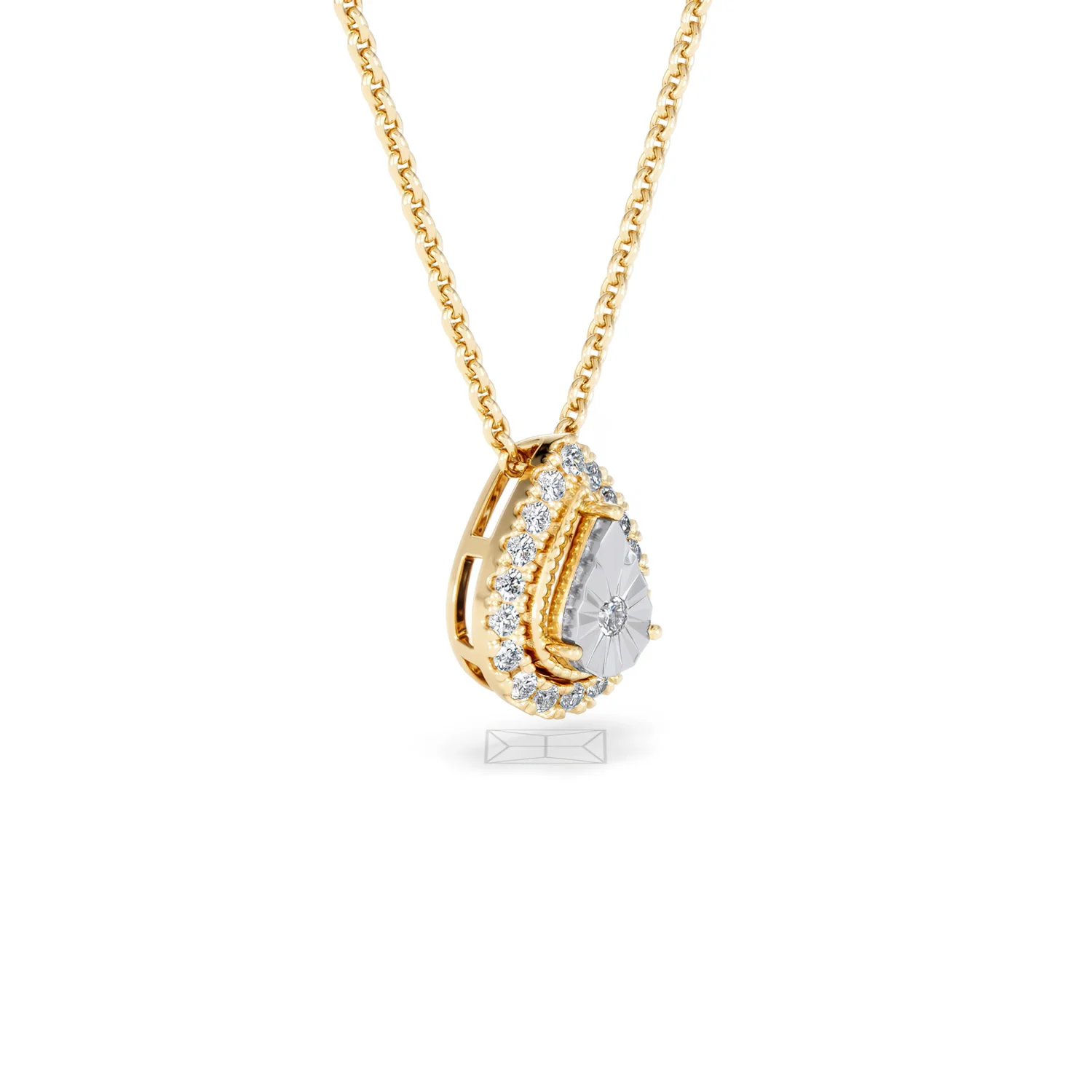 Masami Lab Diamond Pear Halo Necklace 0.10ct Pave Set in 18K Gold Vermeil - Image 19