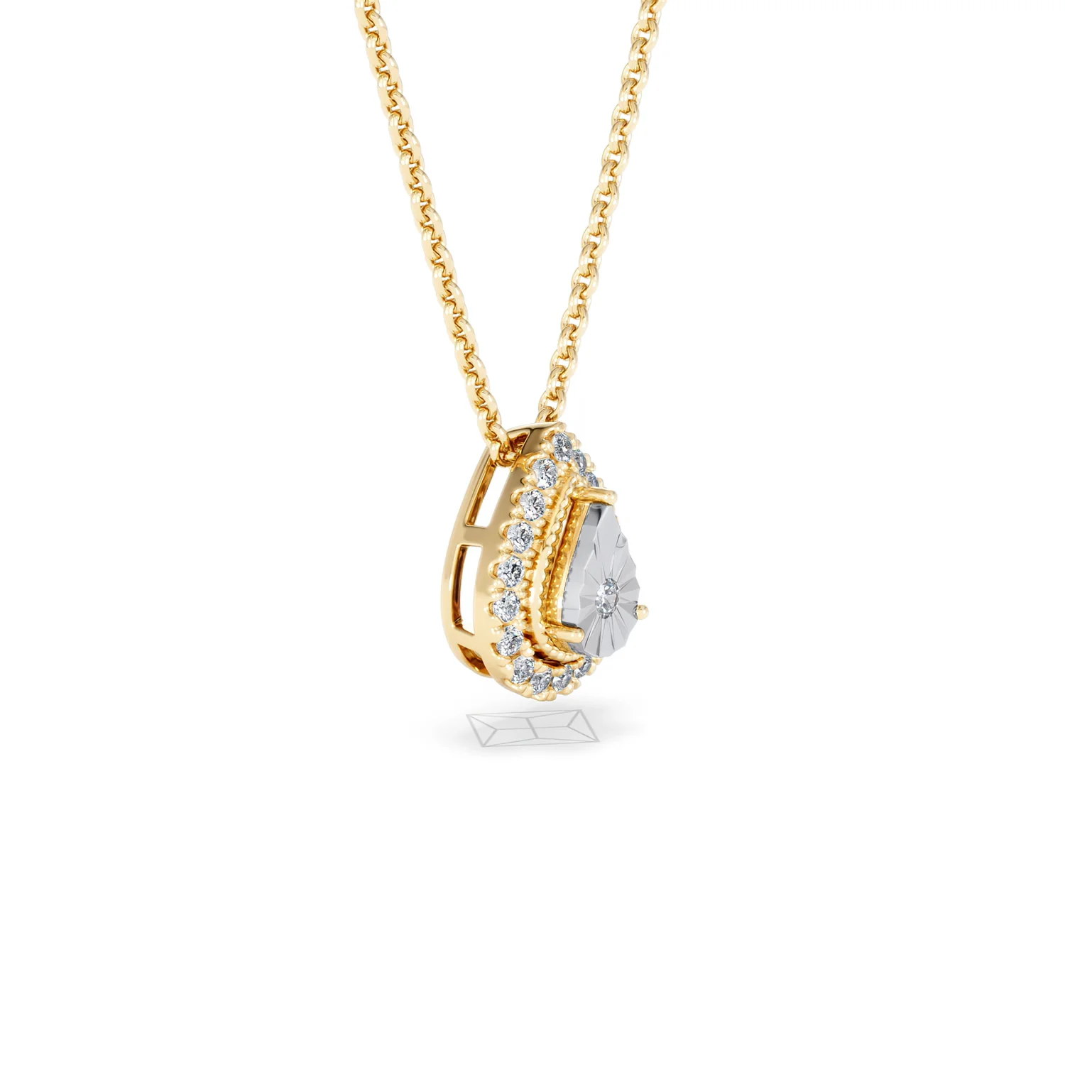 Masami Lab Diamond Pear Halo Necklace 0.10ct Pave Set in 18K Gold Vermeil - Image 21