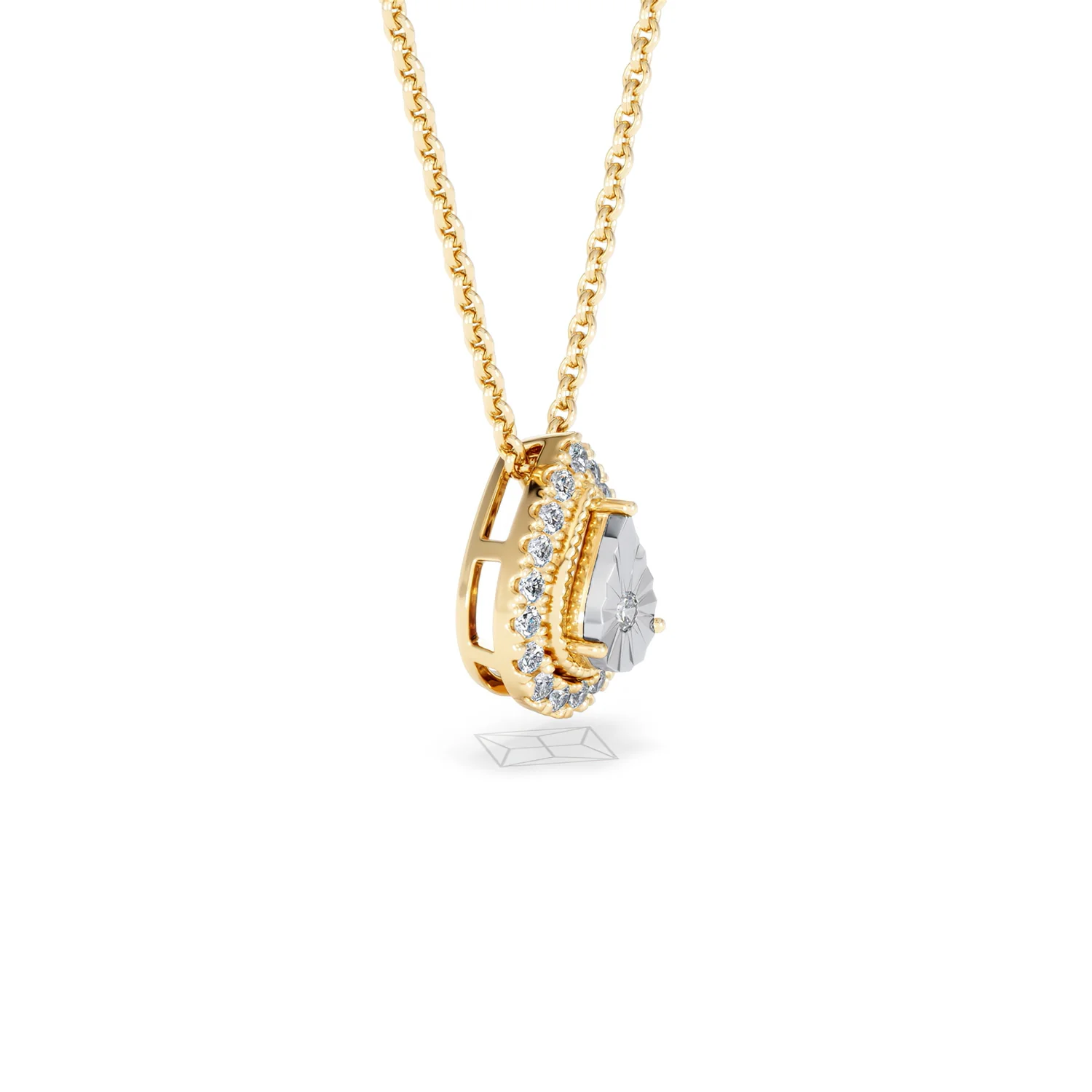 Masami Lab Diamond Pear Halo Necklace 0.10ct Pave Set in 18K Gold Vermeil - Image 22