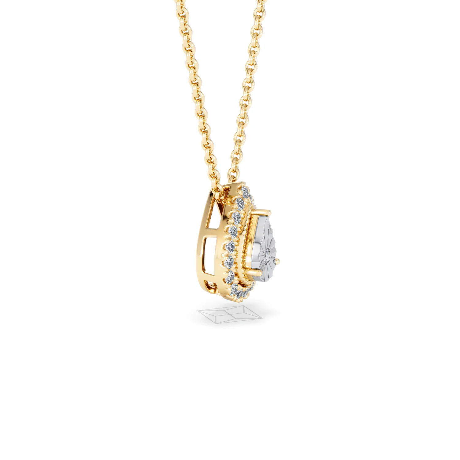 Masami Lab Diamond Pear Halo Necklace 0.10ct Pave Set in 18K Gold Vermeil - Image 24