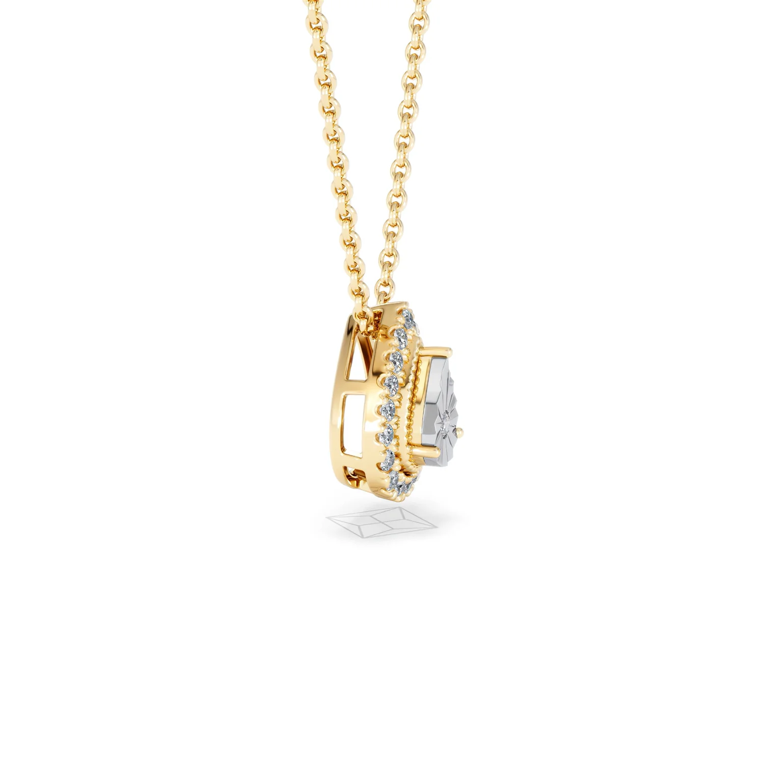 Masami Lab Diamond Pear Halo Necklace 0.10ct Pave Set in 18K Gold Vermeil - Image 25