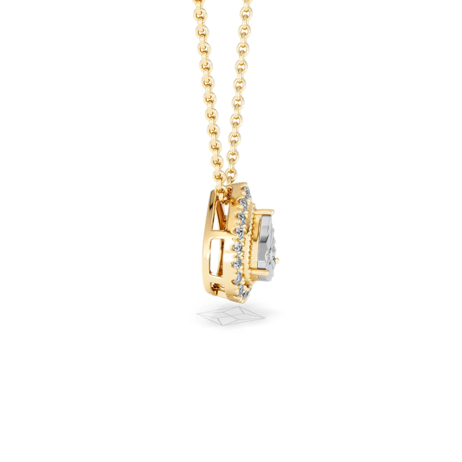 Masami Lab Diamond Pear Halo Necklace 0.10ct Pave Set in 18K Gold Vermeil - Image 26