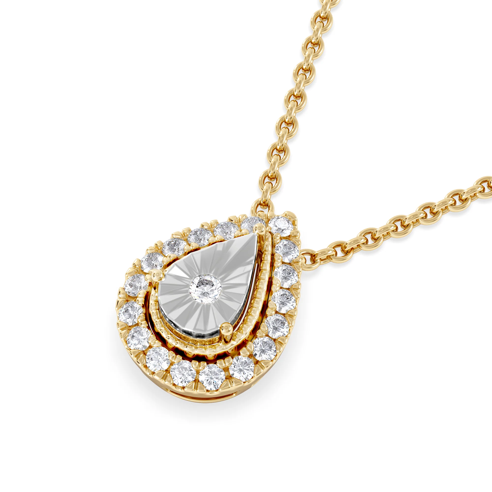 Masami Lab Diamond Pear Halo Necklace 0.10ct Pave Set in 18K Gold Vermeil - Image 3