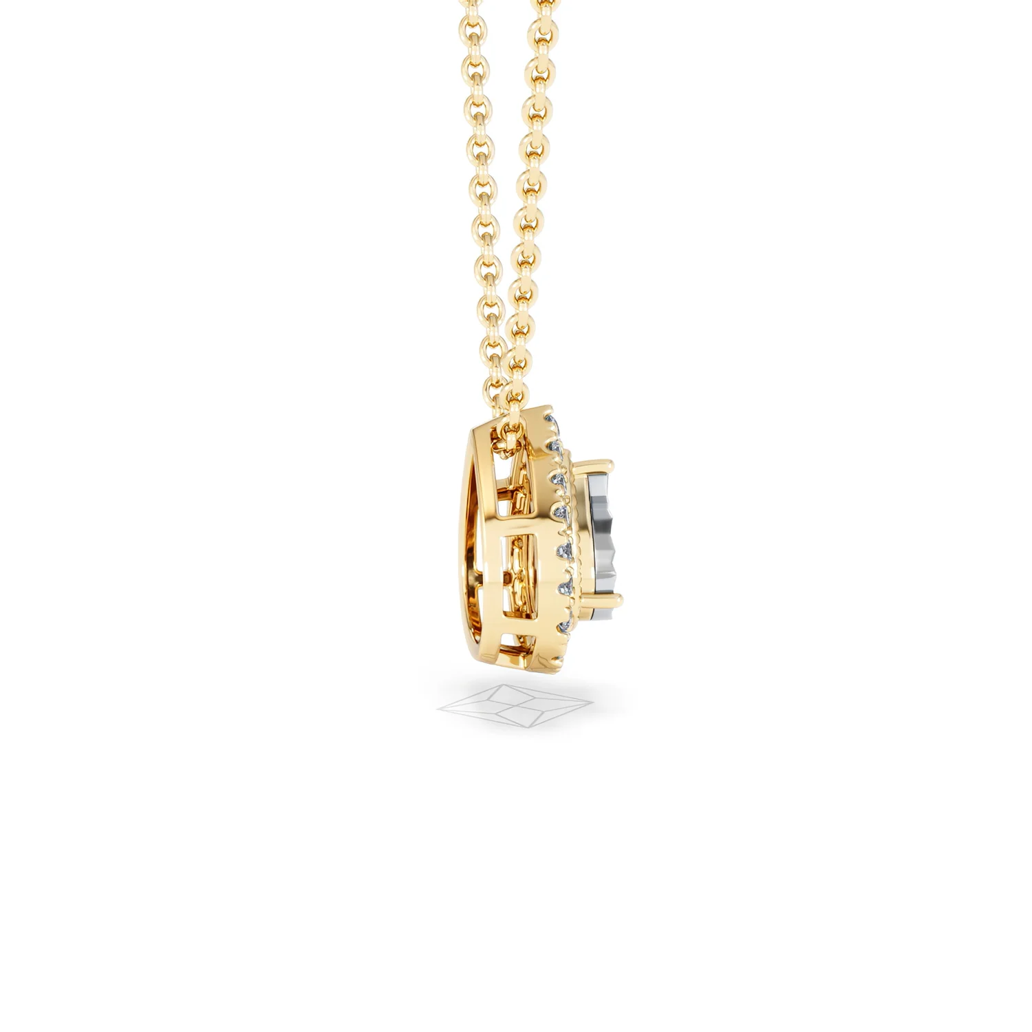 Masami Lab Diamond Pear Halo Necklace 0.10ct Pave Set in 18K Gold Vermeil - Image 31