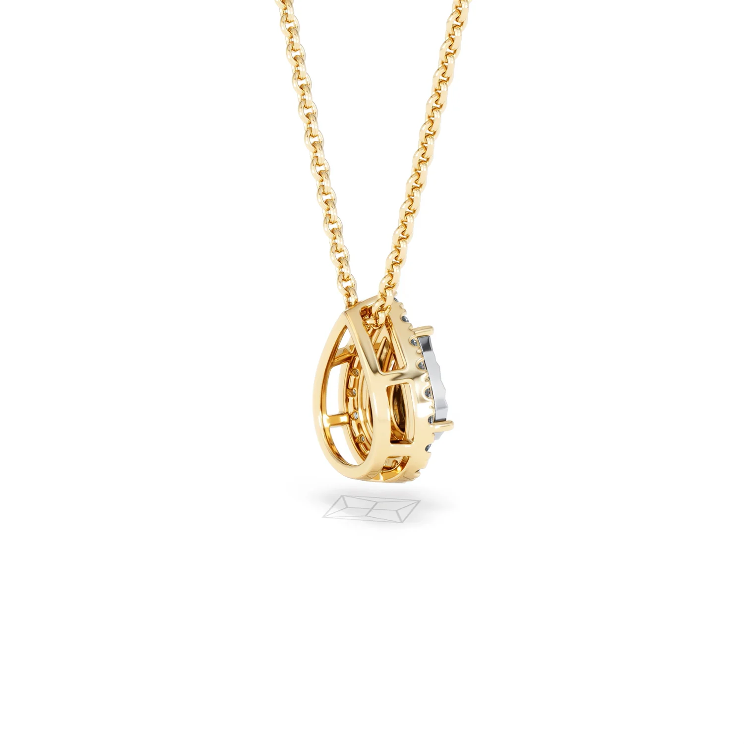 Masami Lab Diamond Pear Halo Necklace 0.10ct Pave Set in 18K Gold Vermeil - Image 36