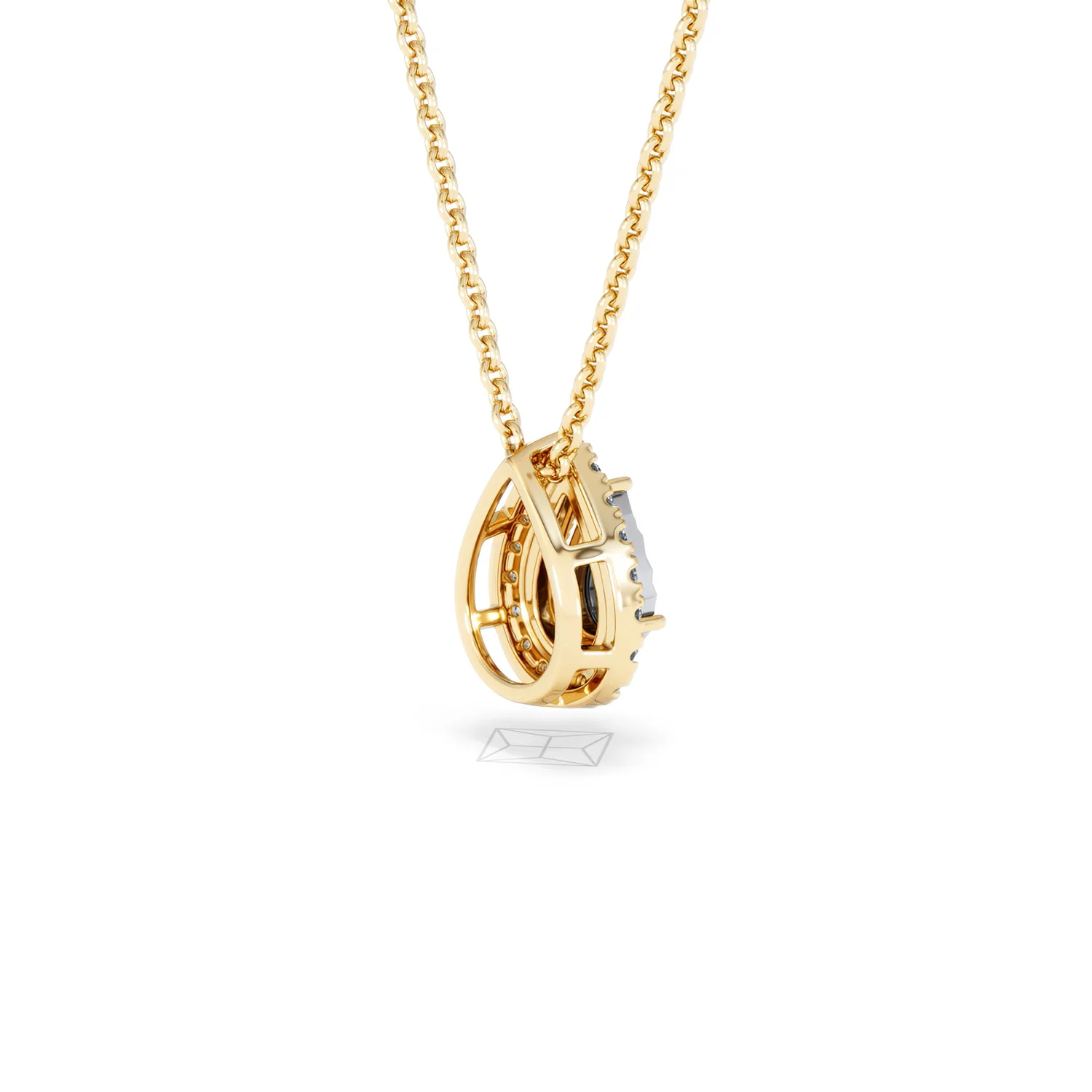 Masami Lab Diamond Pear Halo Necklace 0.10ct Pave Set in 18K Gold Vermeil - Image 37