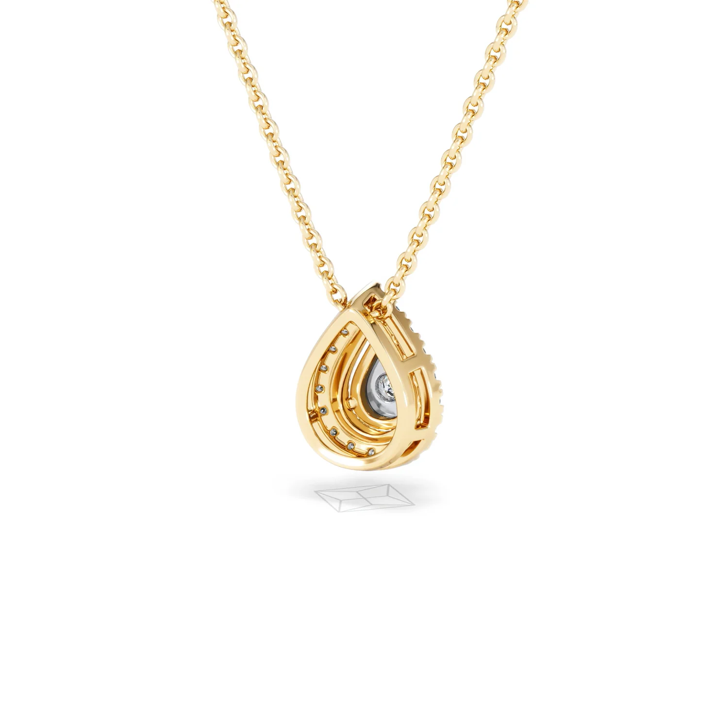 Masami Lab Diamond Pear Halo Necklace 0.10ct Pave Set in 18K Gold Vermeil - Image 43