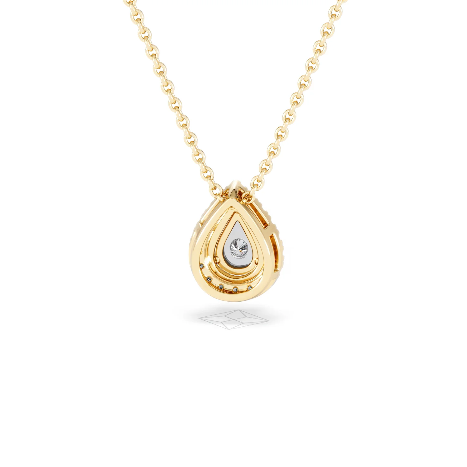 Masami Lab Diamond Pear Halo Necklace 0.10ct Pave Set in 18K Gold Vermeil - Image 47